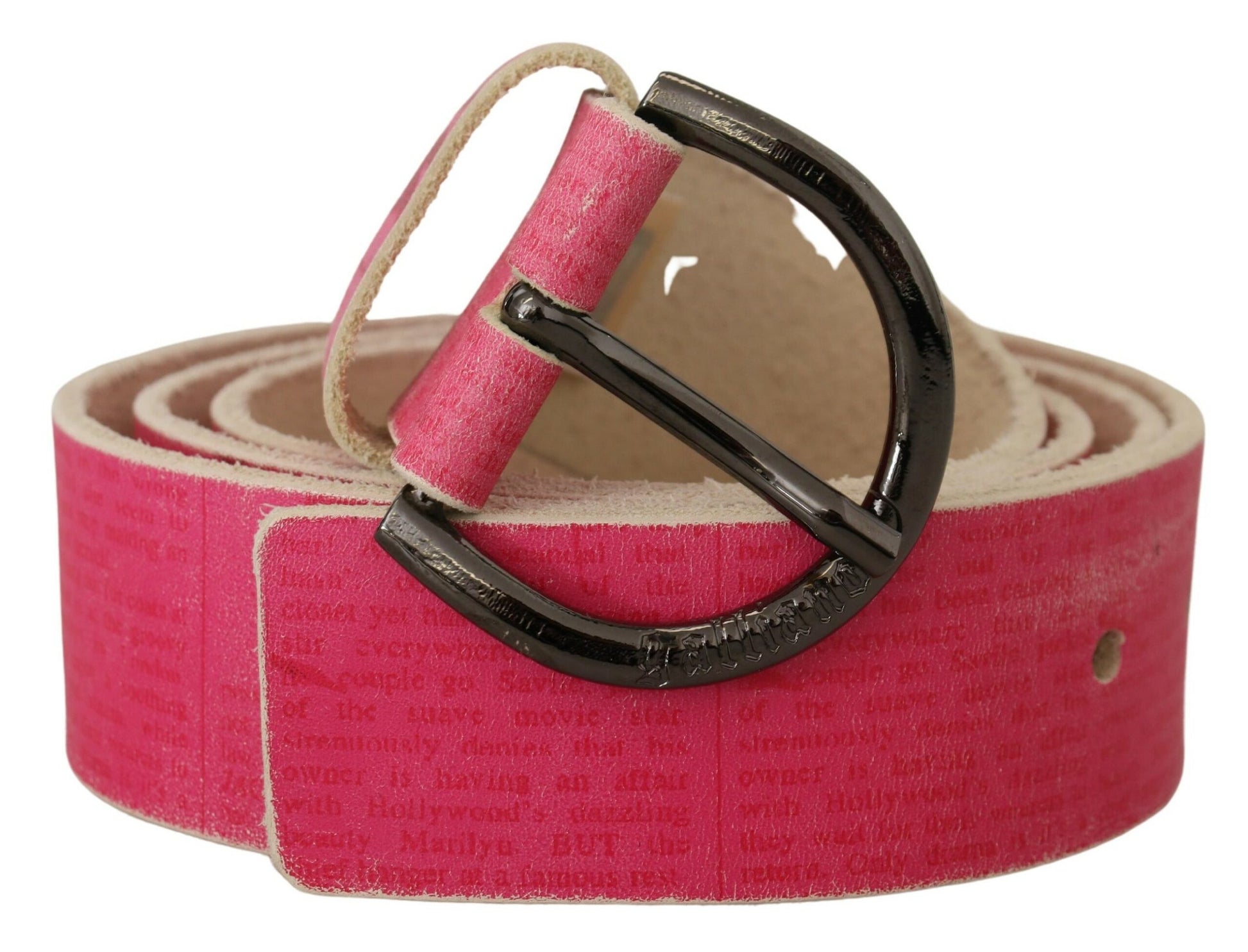 John Galliano Pink Leather Letter Logo Round Buckle Waist Belt John Galliano