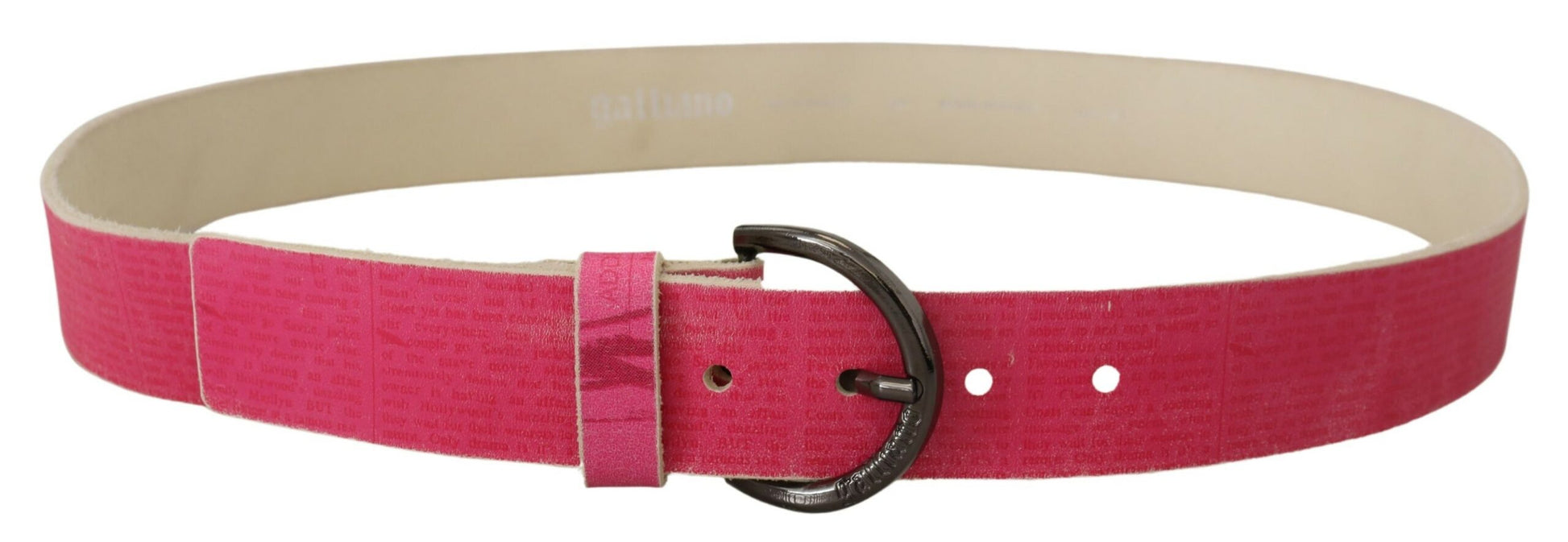 John Galliano Pink Leather Letter Logo Round Buckle Waist Belt John Galliano