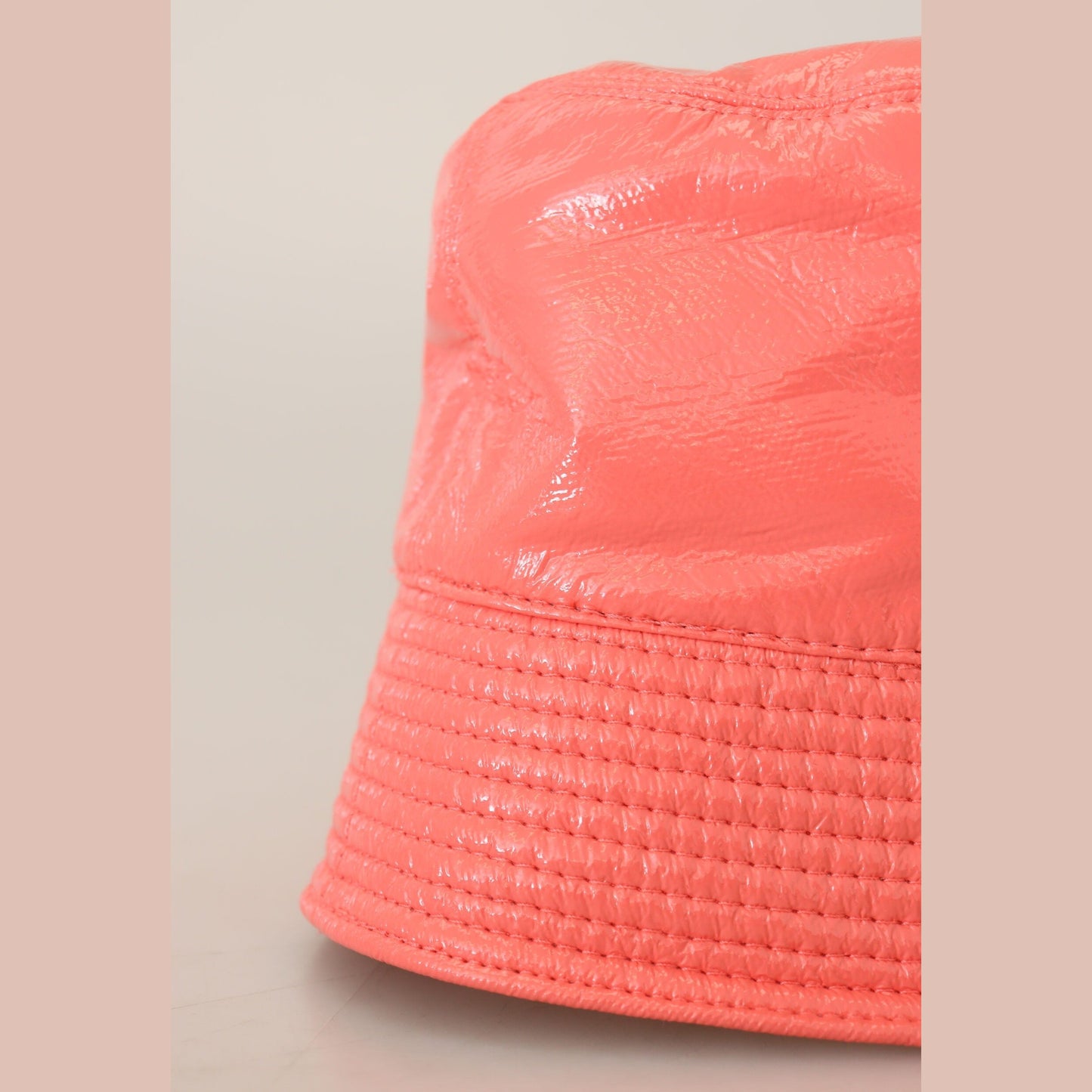 Dolce & Gabbana Peach Quilted Faux Leather Women Bucket Cap Hat