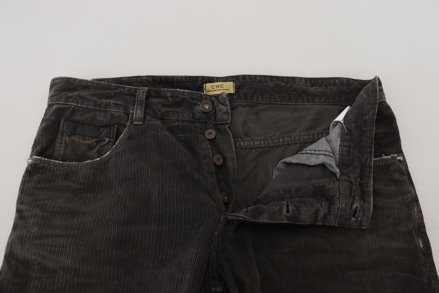 Costume National Gray Cotton Corduroy Men Casual Jeans Costume National