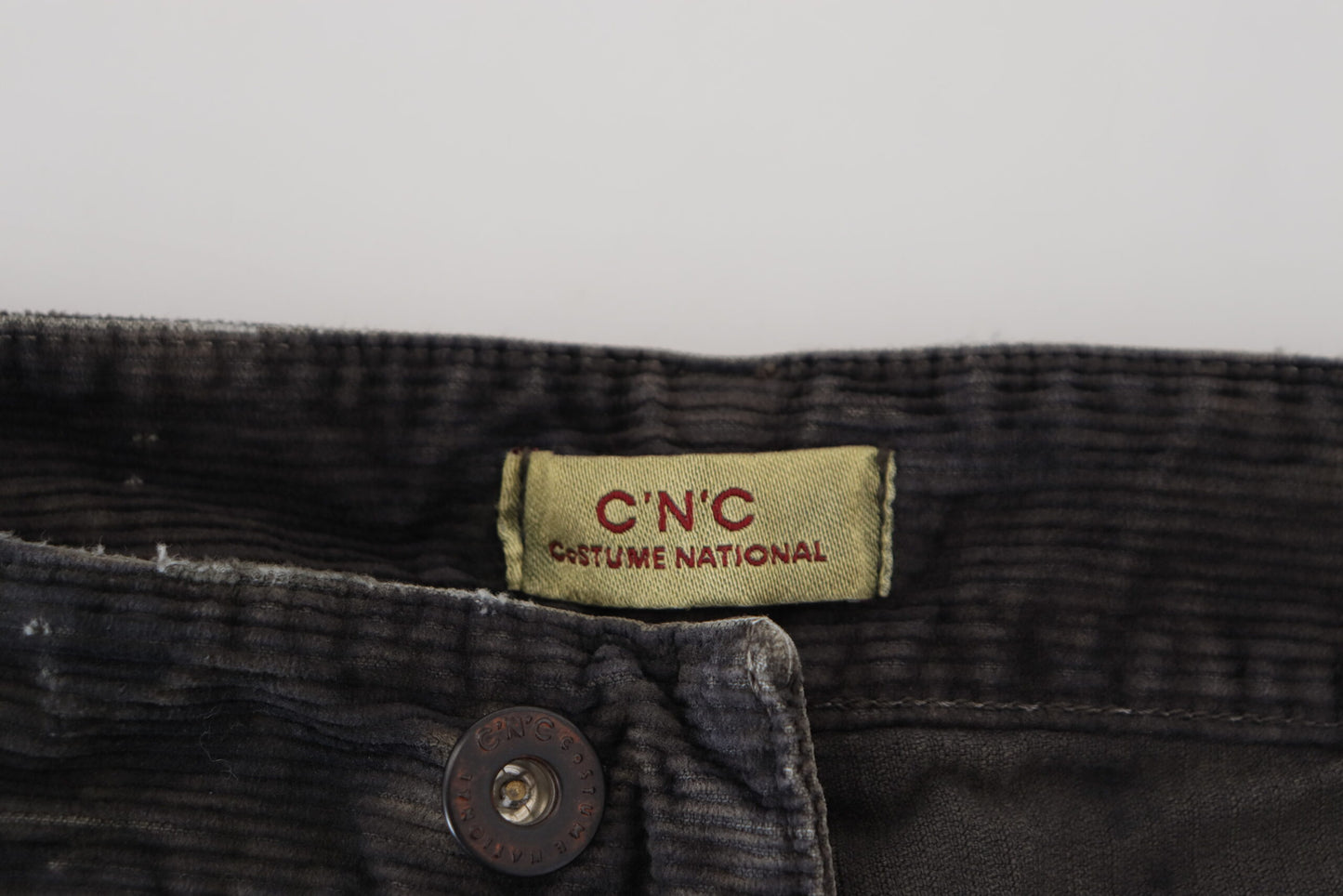 Costume National Gray Cotton Corduroy Men Casual Jeans Costume National