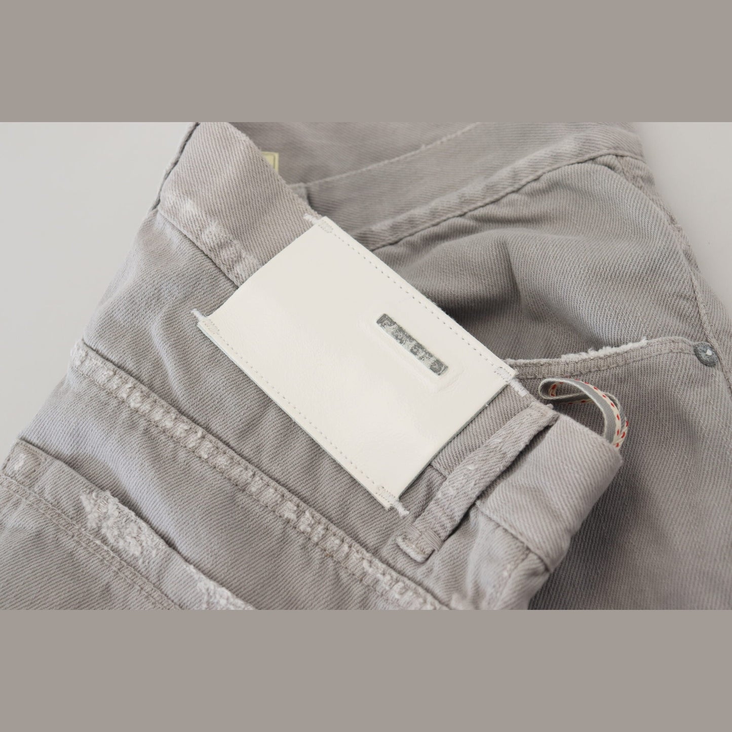 Acht Gray Cotton Straight Fit Folded Hem Casual Denim Jeans Acht