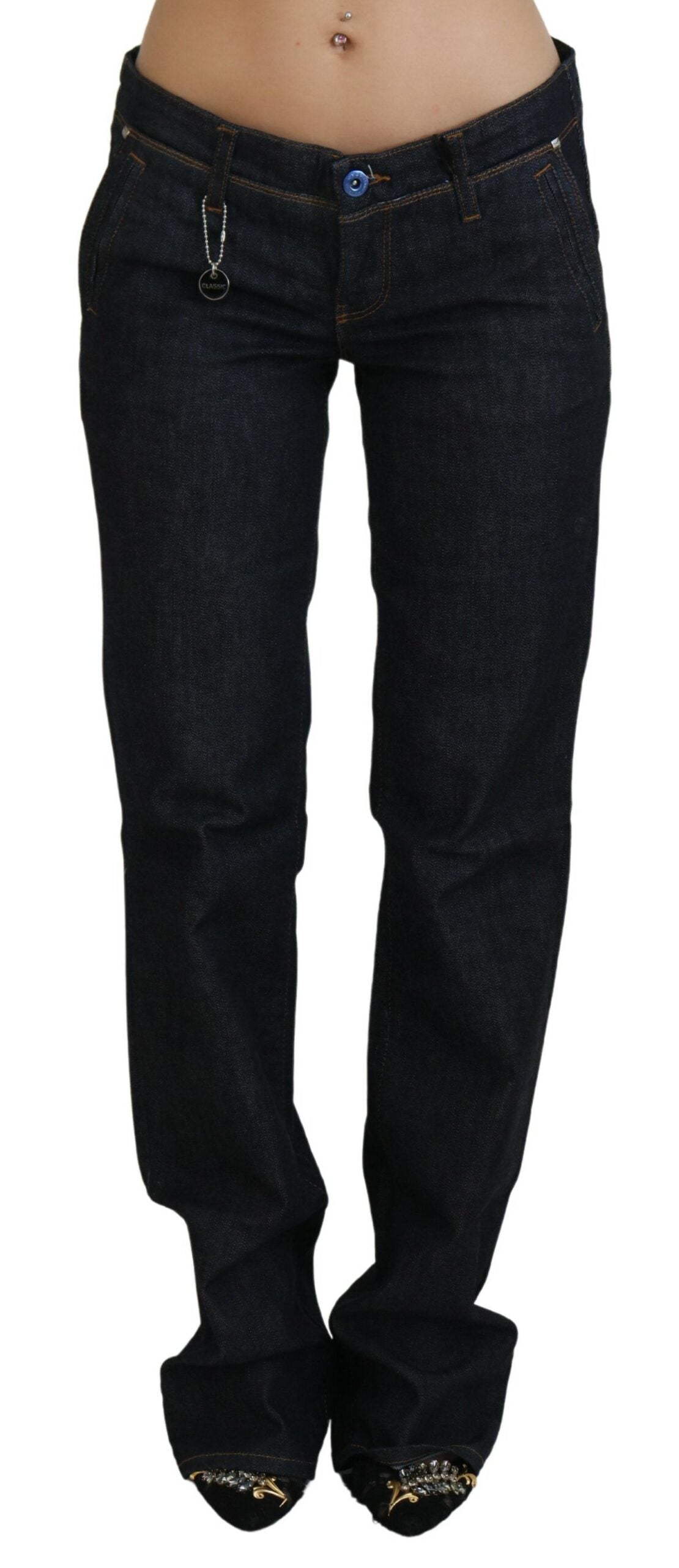 Costume National Blue Low Waist Straight Denim Pants Jeans Costume National