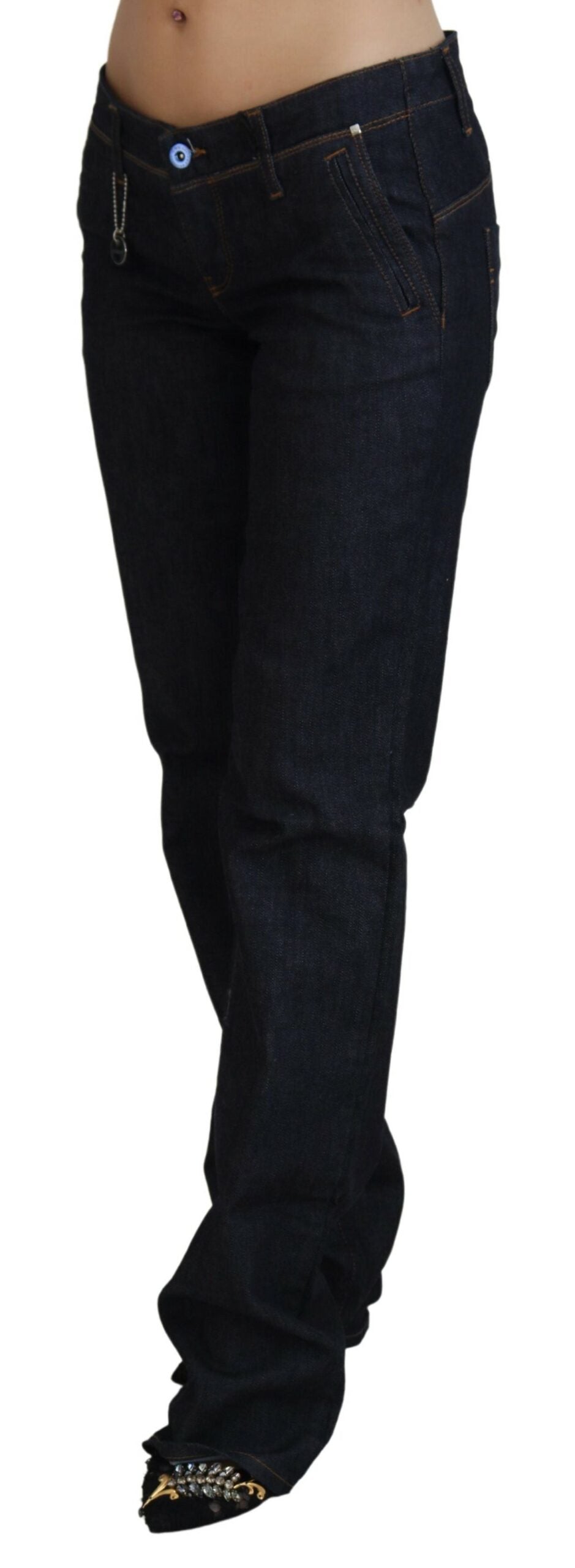 Costume National Blue Low Waist Straight Denim Pants Jeans Costume National
