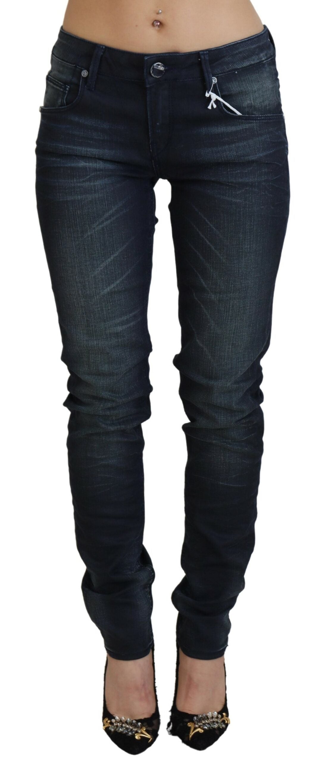 Acht Blue Washed Low Waist Slim Fit Cotton Denim Jeans Acht