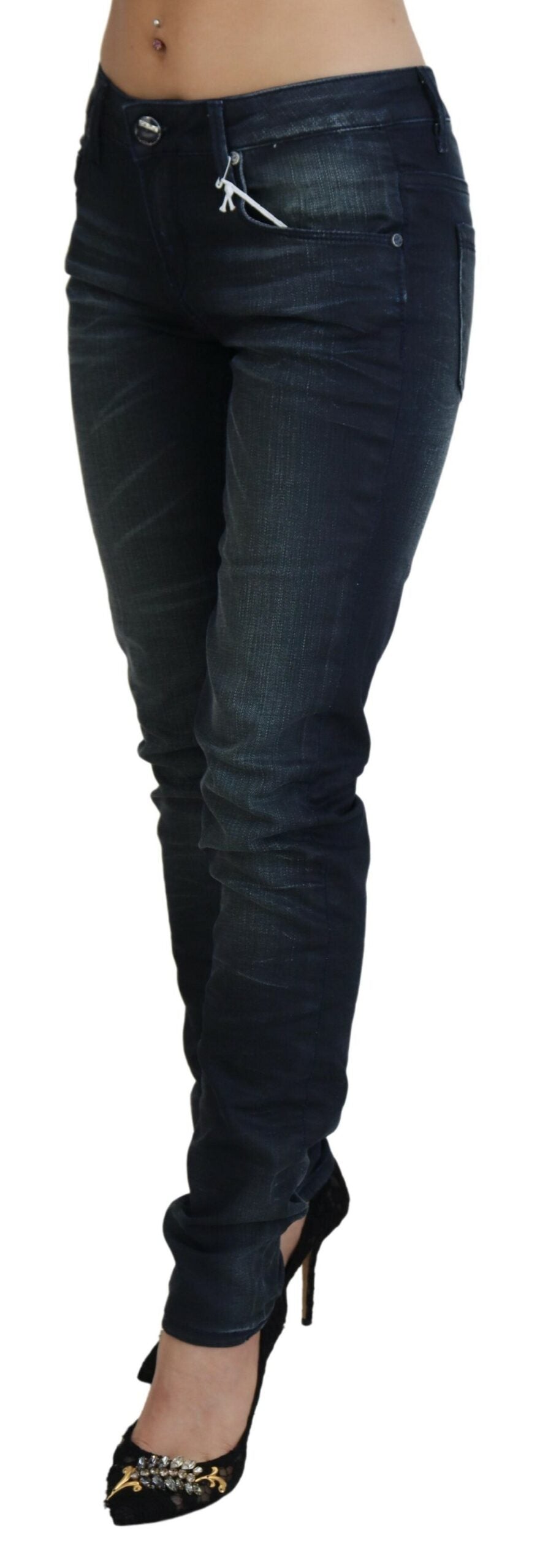 Acht Blue Washed Low Waist Slim Fit Cotton Denim Jeans Acht