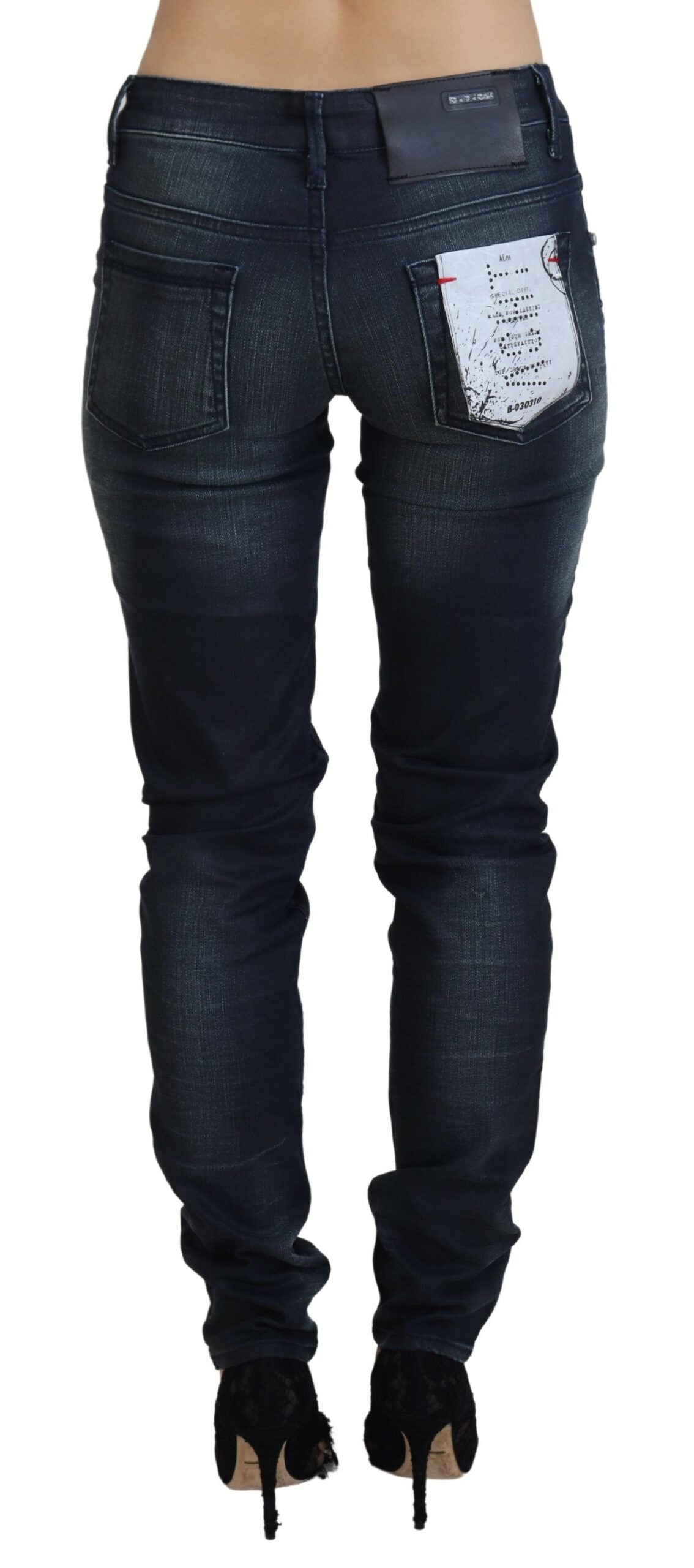 Acht Blue Washed Low Waist Slim Fit Cotton Denim Jeans Acht