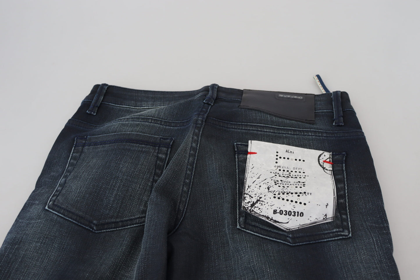 Acht Blue Washed Low Waist Slim Fit Cotton Denim Jeans Acht