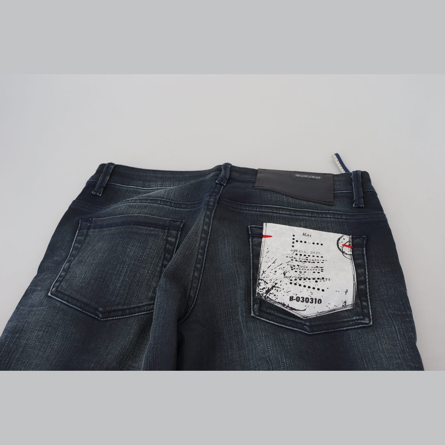 Acht Blue Washed Low Waist Slim Fit Cotton Denim Jeans Acht