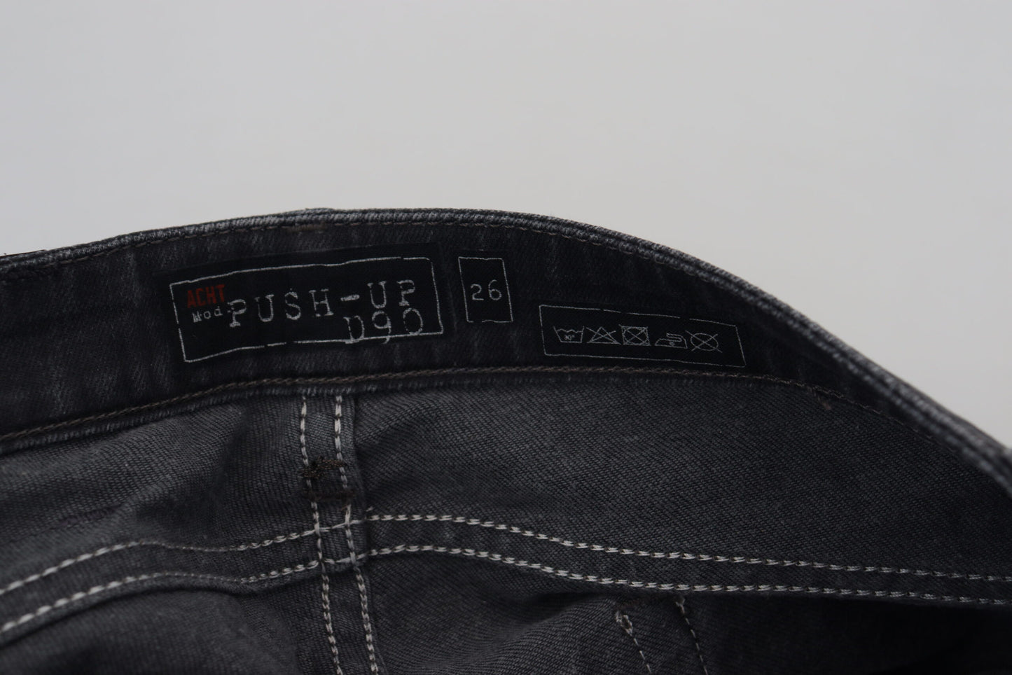 Acht Black Washed Low Waist Slim Fit Cotton Denim Jeans Acht