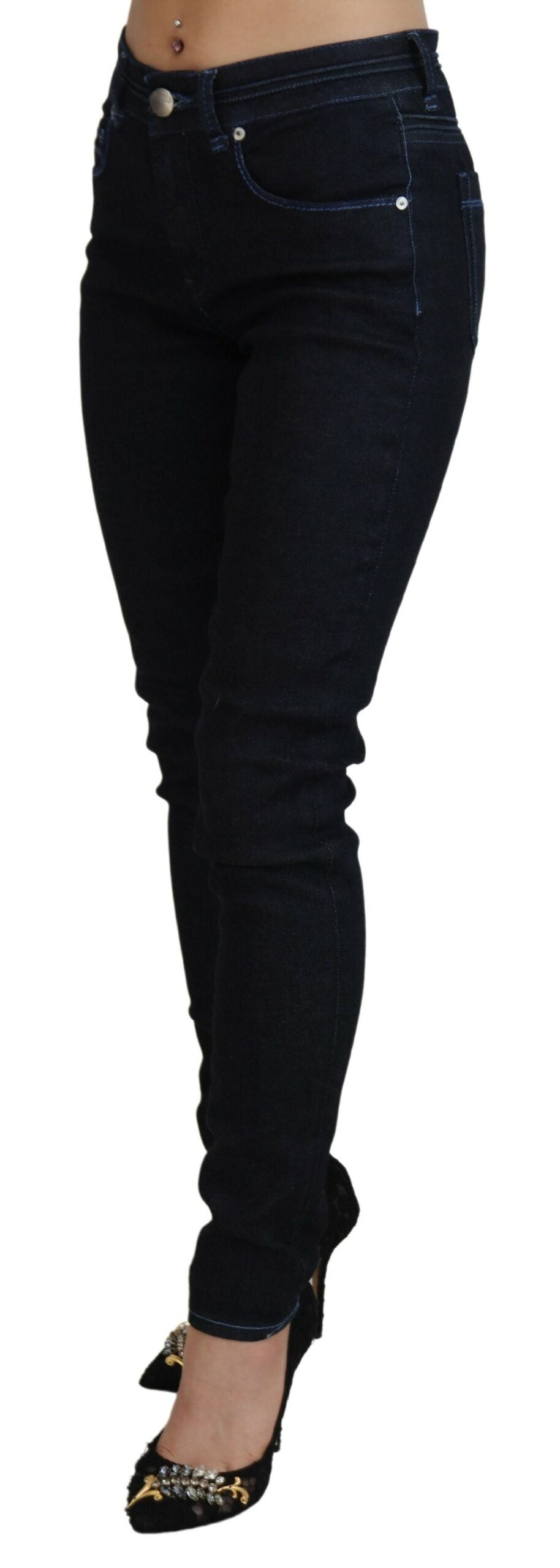 Acht Dark Blue Low Waist Slim Fit Women Denim Jeans Acht