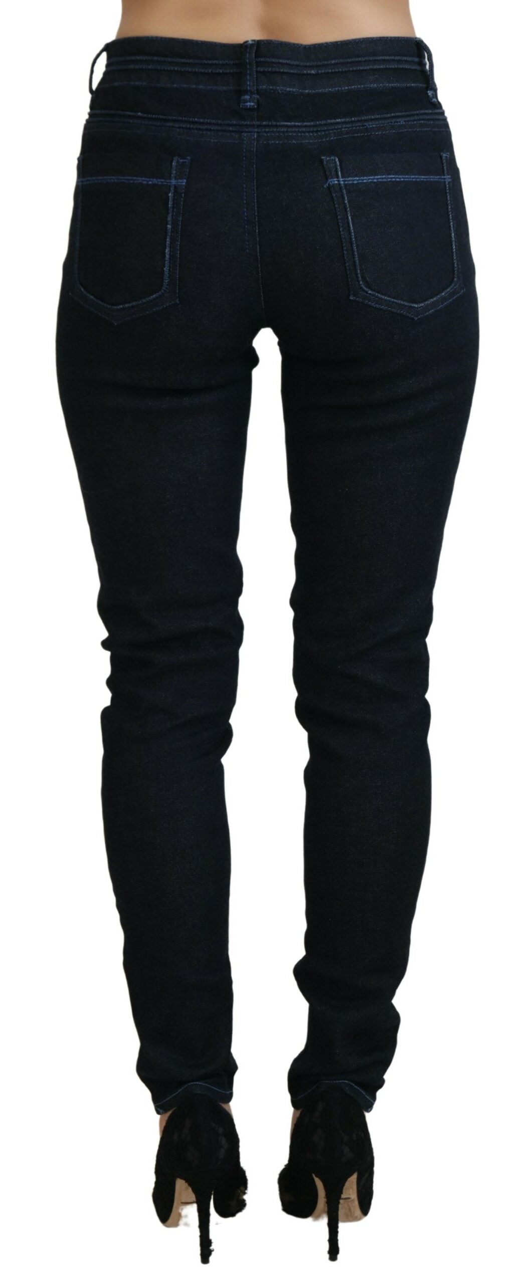 Acht Dark Blue Low Waist Slim Fit Women Denim Jeans Acht