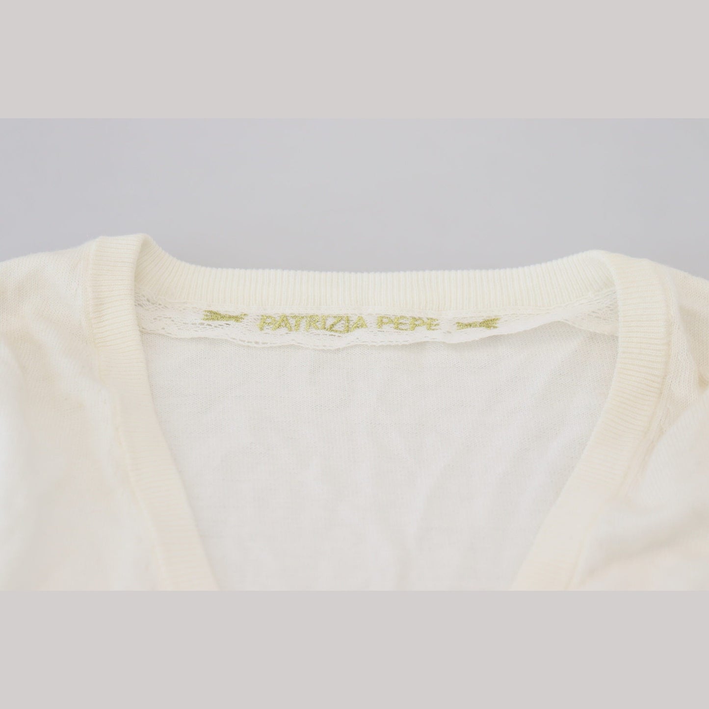 Patrizia Pepe Ivory V-Neck Long Sleeves Women Blouse Top