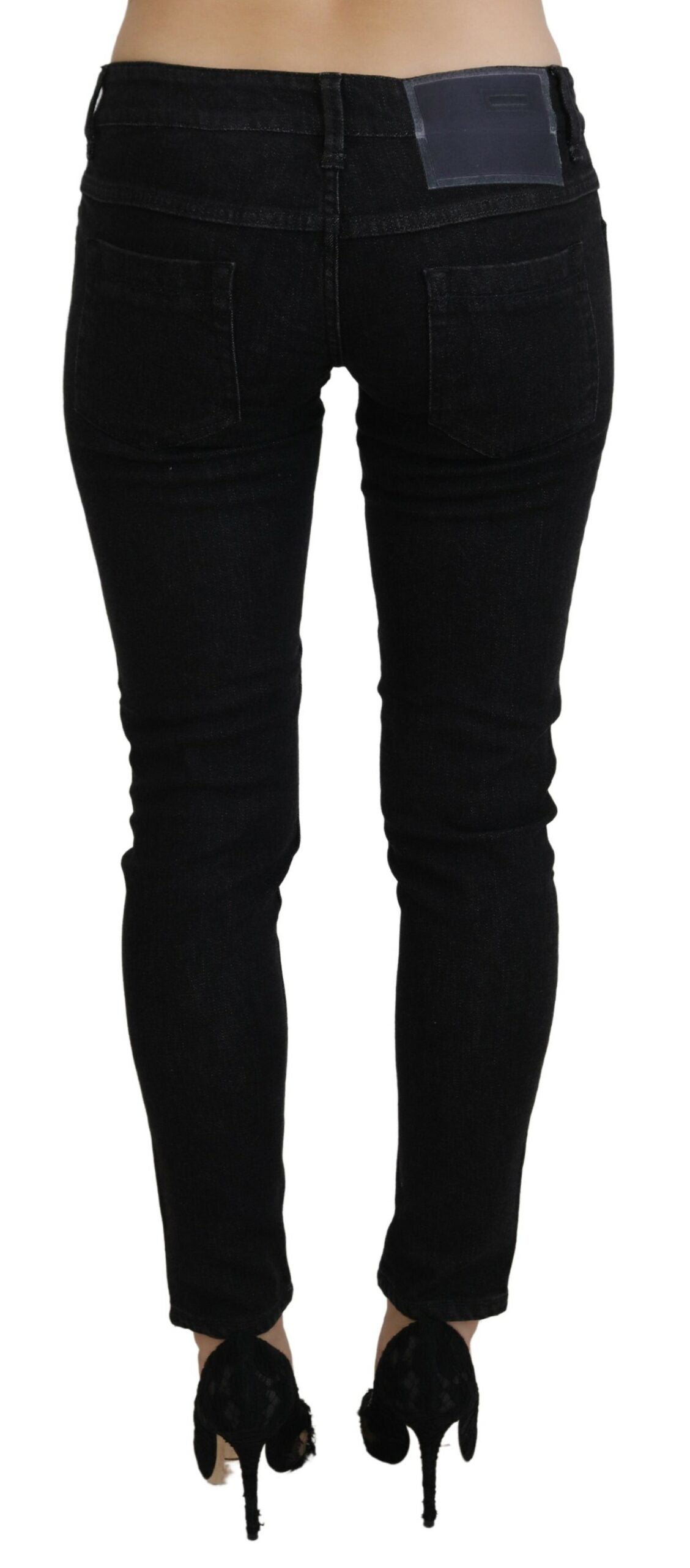 Acht Black Low Waist Slim Fit Cotton Denim Jeans Acht