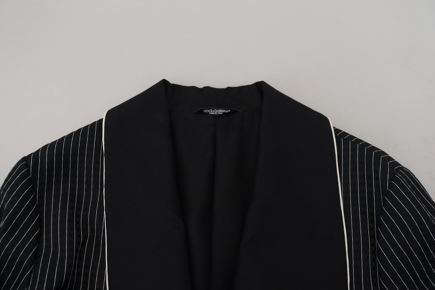 Dolce & Gabbana Black Robe Striped DG Patch Jacket Men Blazer Dolce & Gabbana