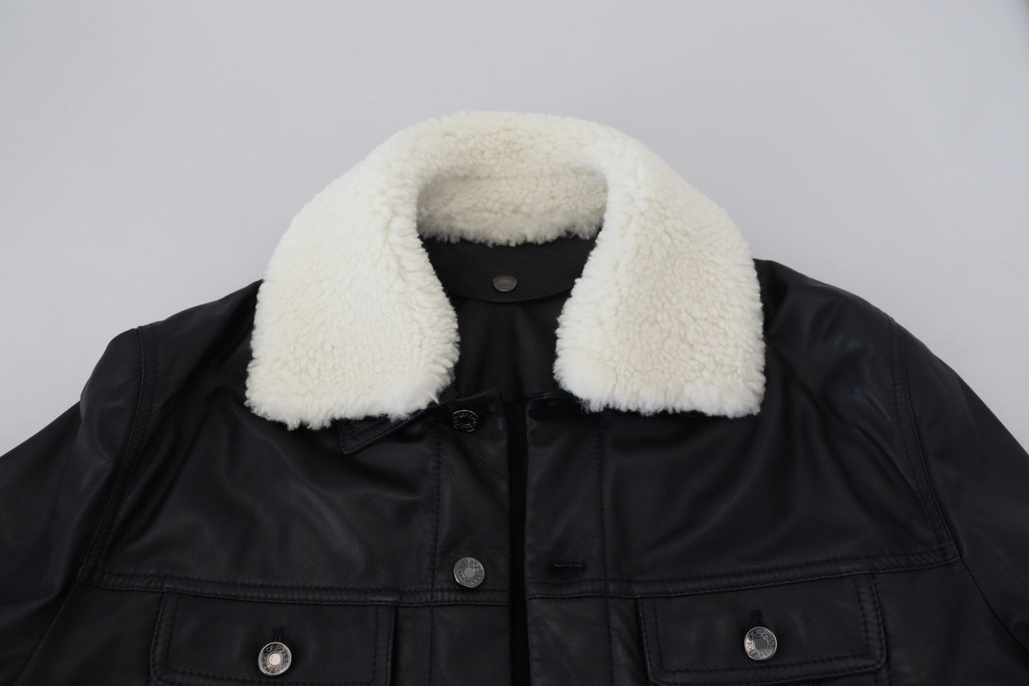 Dolce & Gabbana Black Lamb Leather Collared Men Coat Jacket Dolce & Gabbana