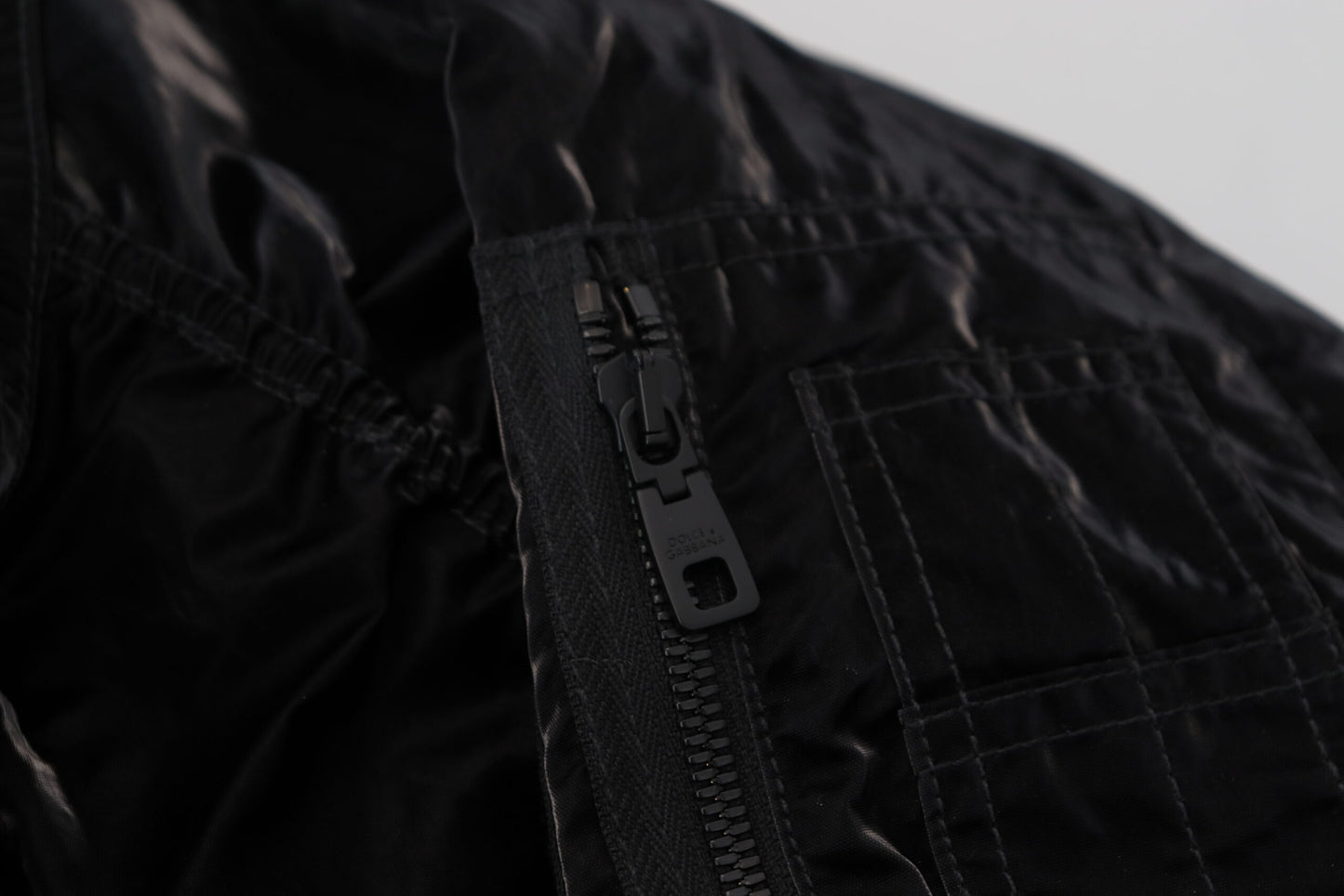 Dolce & Gabbana Black Nylon Hooded Full Zip Bomber Jacket Dolce & Gabbana