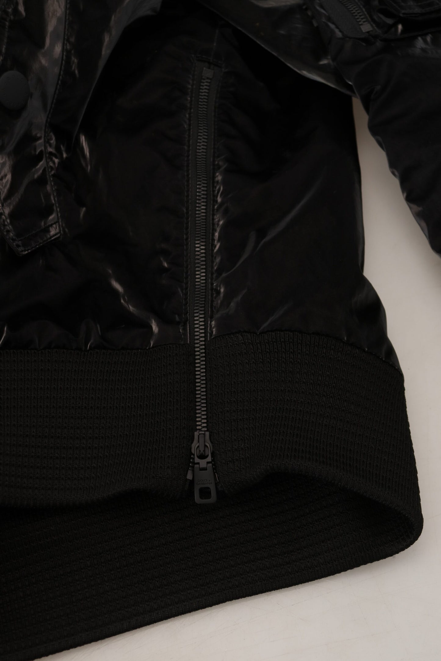 Dolce & Gabbana Black Nylon Hooded Full Zip Bomber Jacket Dolce & Gabbana