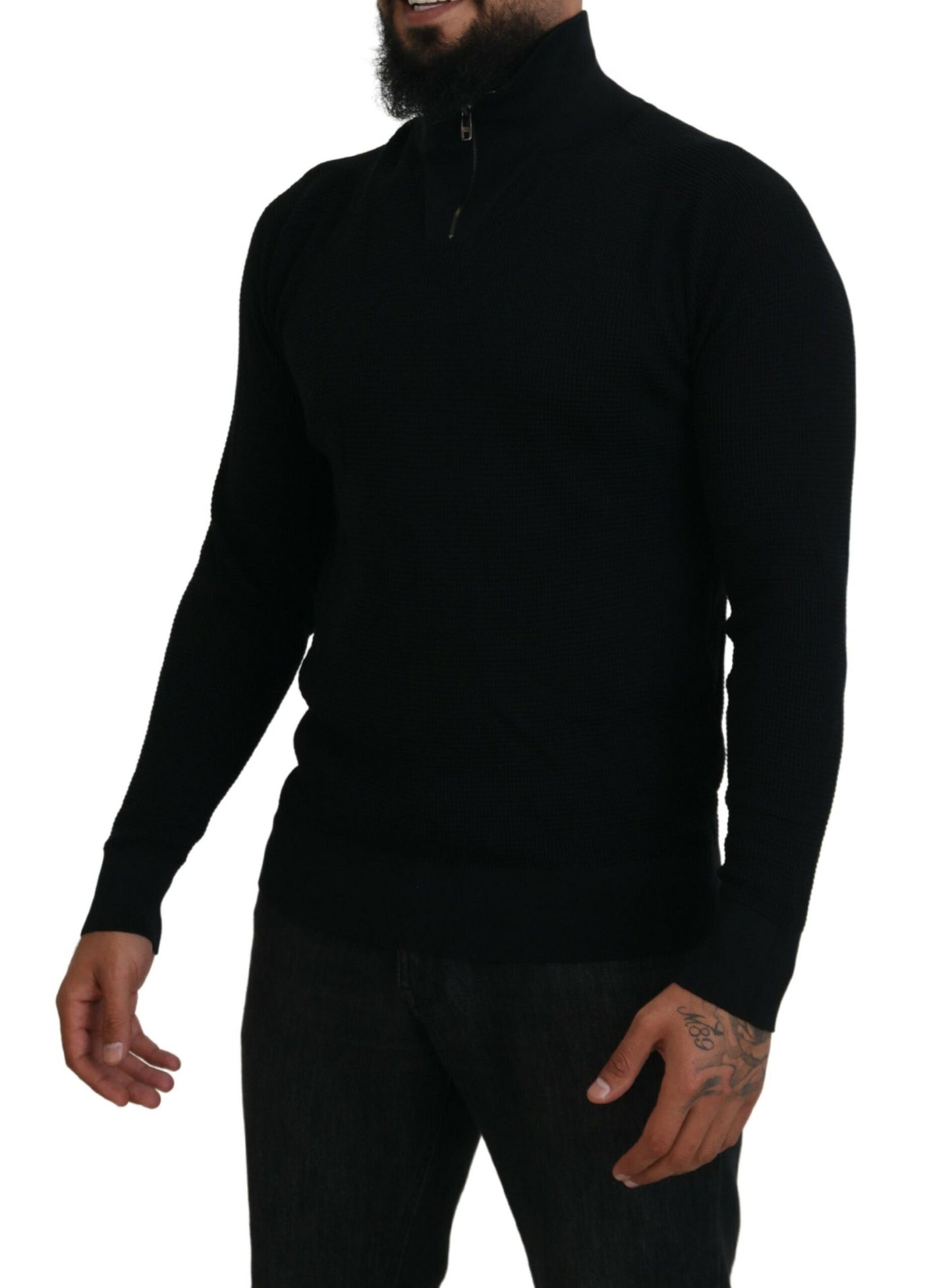Dolce & Gabbana Black Silk Turtle Neck Pullover Sweater Dolce & Gabbana