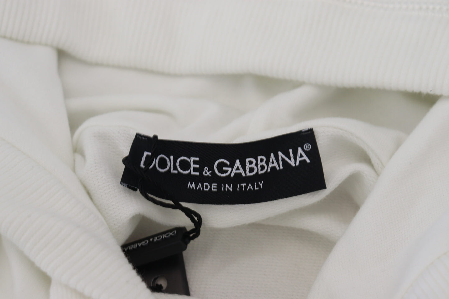 Dolce & Gabbana White Cotton Hooded Sweatshirt Logo Sweater Dolce & Gabbana