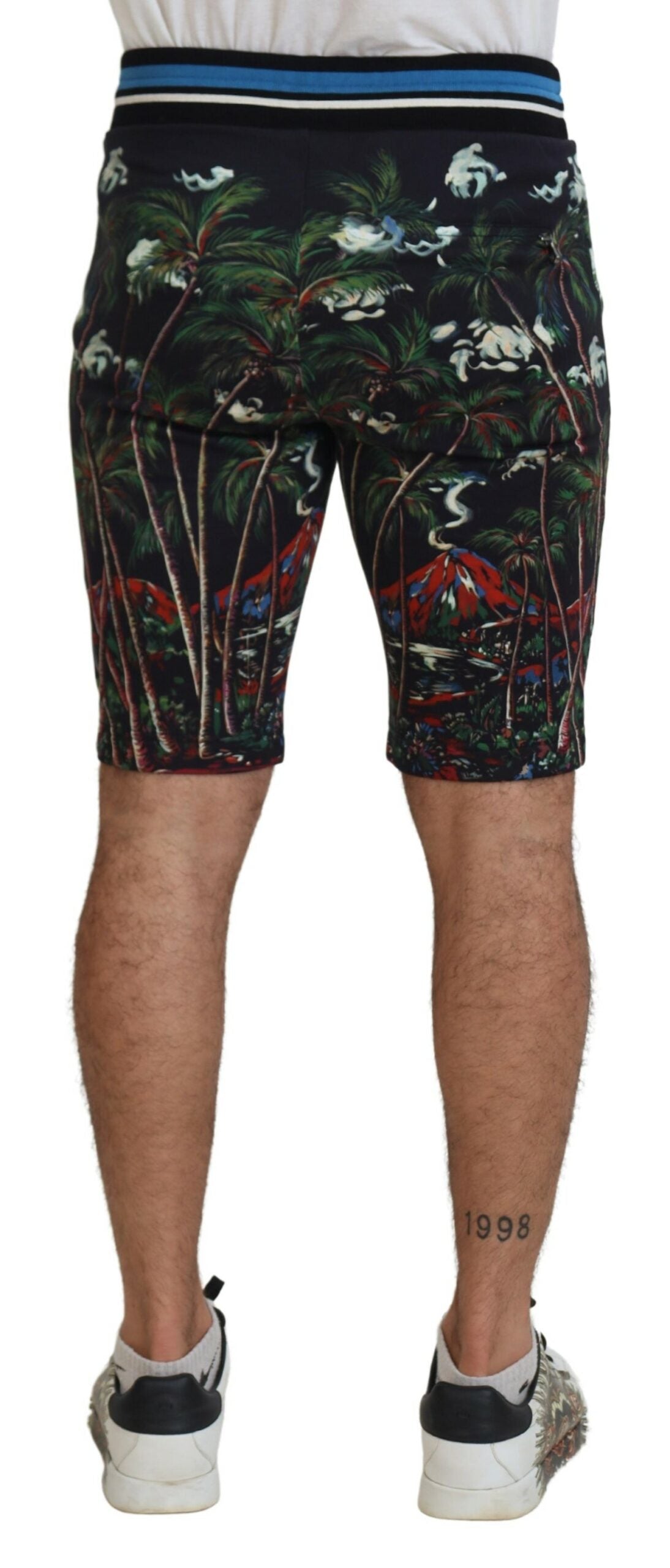 Dolce & Gabbana Black Cotton Volcano Print Casual Shorts Dolce & Gabbana