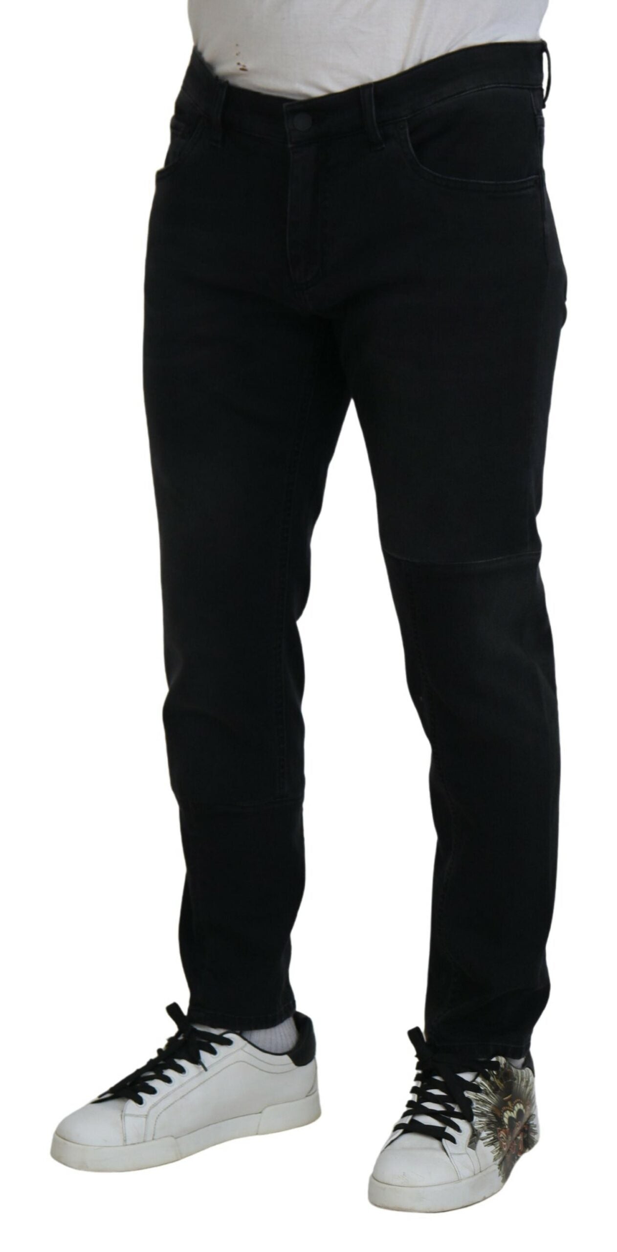 Dolce & Gabbana Black Angel Embroidery Skinny Denim Jeans Dolce & Gabbana