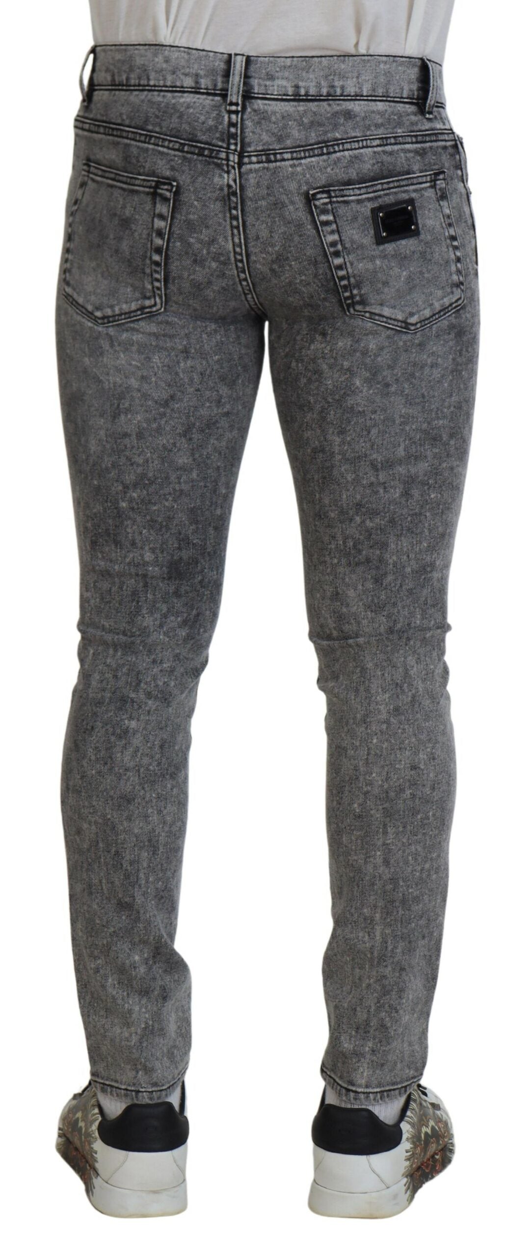 Dolce & Gabbana Grey Washed Cotton Slim Fit Men Denim Jeans Dolce & Gabbana