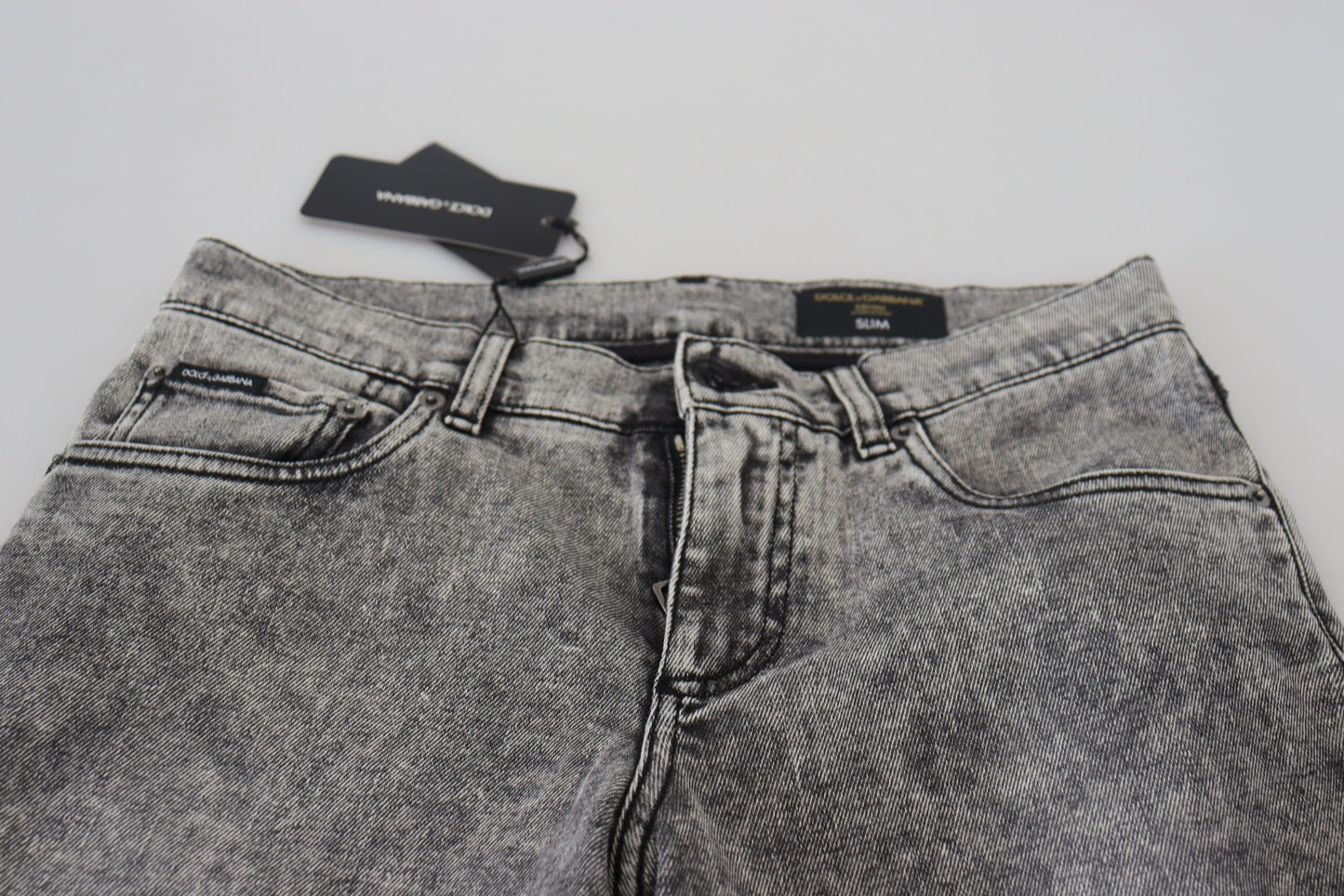 Dolce & Gabbana Grey Washed Cotton Slim Fit Men Denim Jeans Dolce & Gabbana