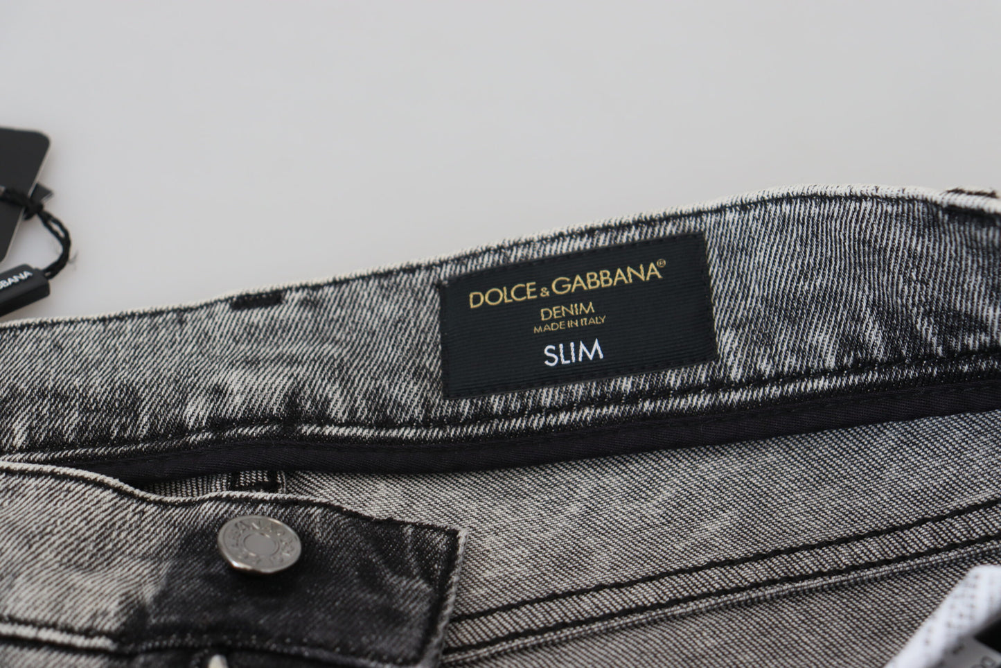 Dolce & Gabbana Grey Washed Cotton Slim Fit Men Denim Jeans Dolce & Gabbana
