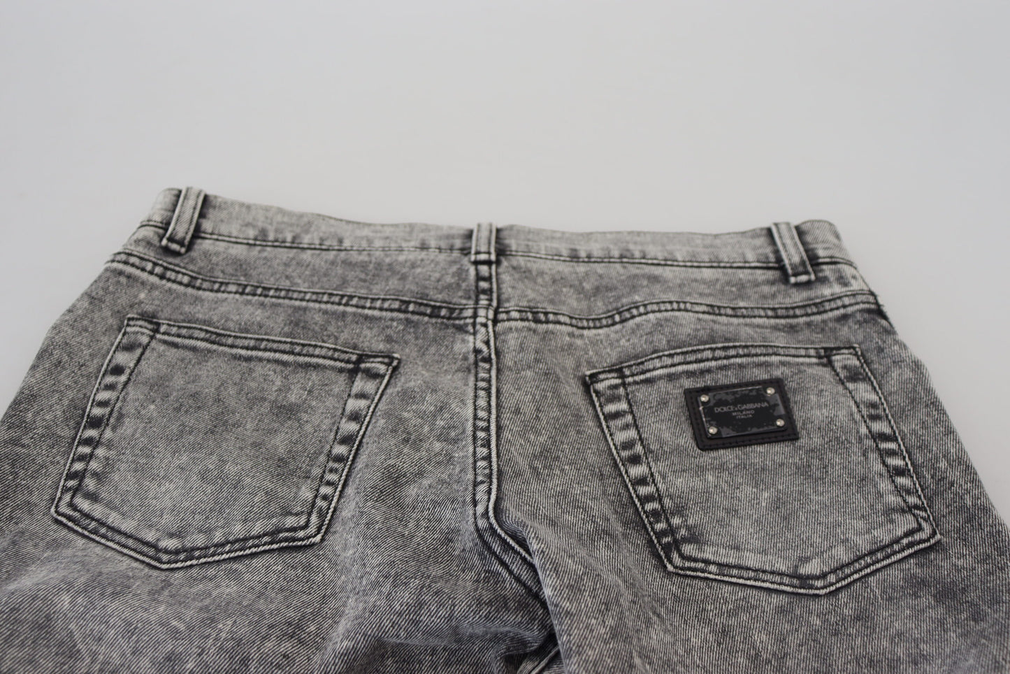 Dolce & Gabbana Grey Washed Cotton Slim Fit Men Denim Jeans Dolce & Gabbana