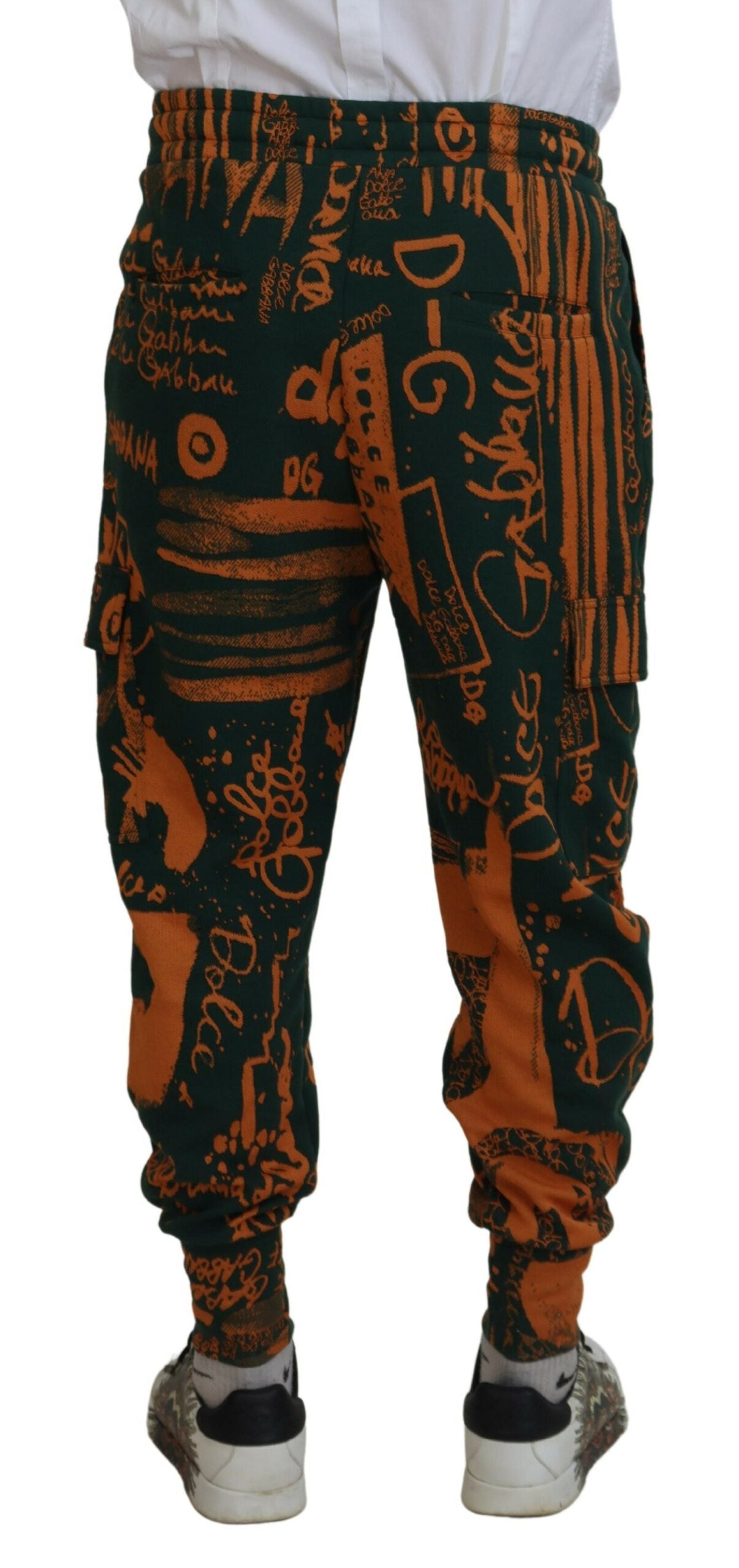 Dolce & Gabbana Multicolor Logo Print Silk Cargo Jogger Pants Dolce & Gabbana