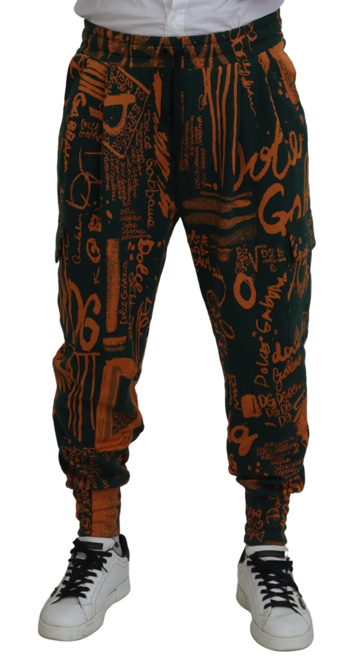 Dolce & Gabbana Multicolor Logo Print Silk Cargo Jogger Pants Dolce & Gabbana