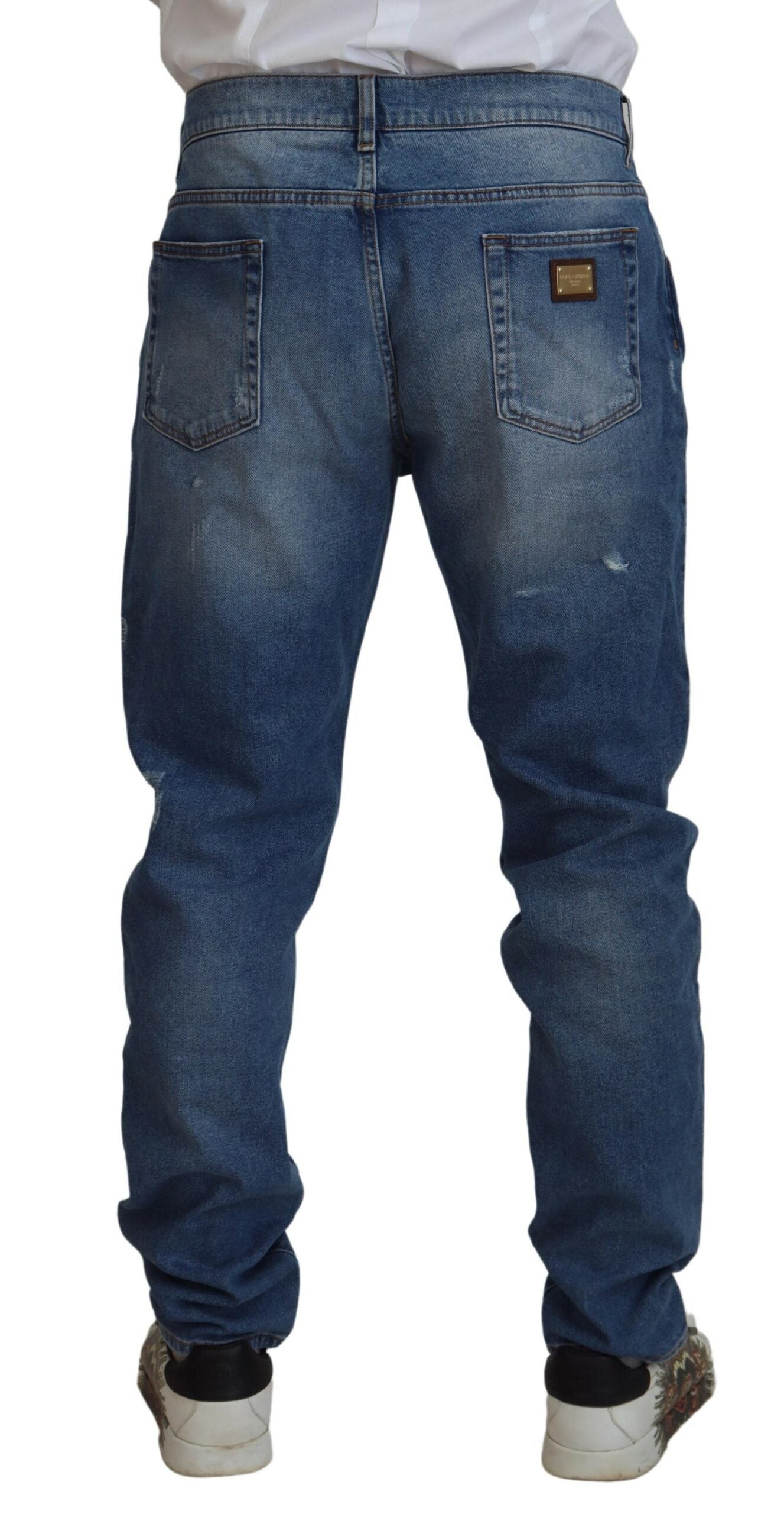 Dolce & Gabbana Blue Washed Skinny Cotton Denim Jeans Dolce & Gabbana