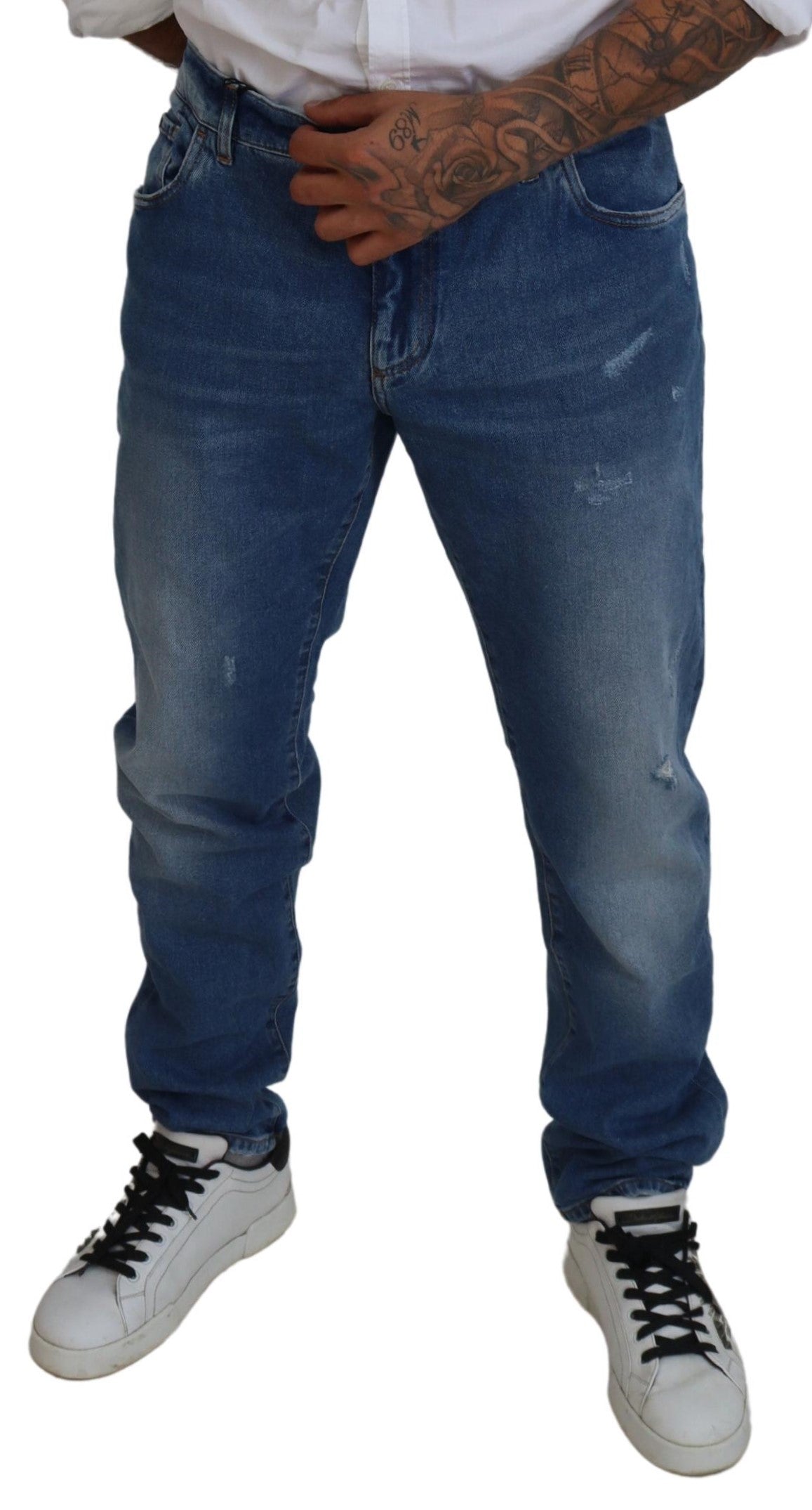 Dolce & Gabbana Blue Washed Skinny Cotton Denim Jeans Dolce & Gabbana