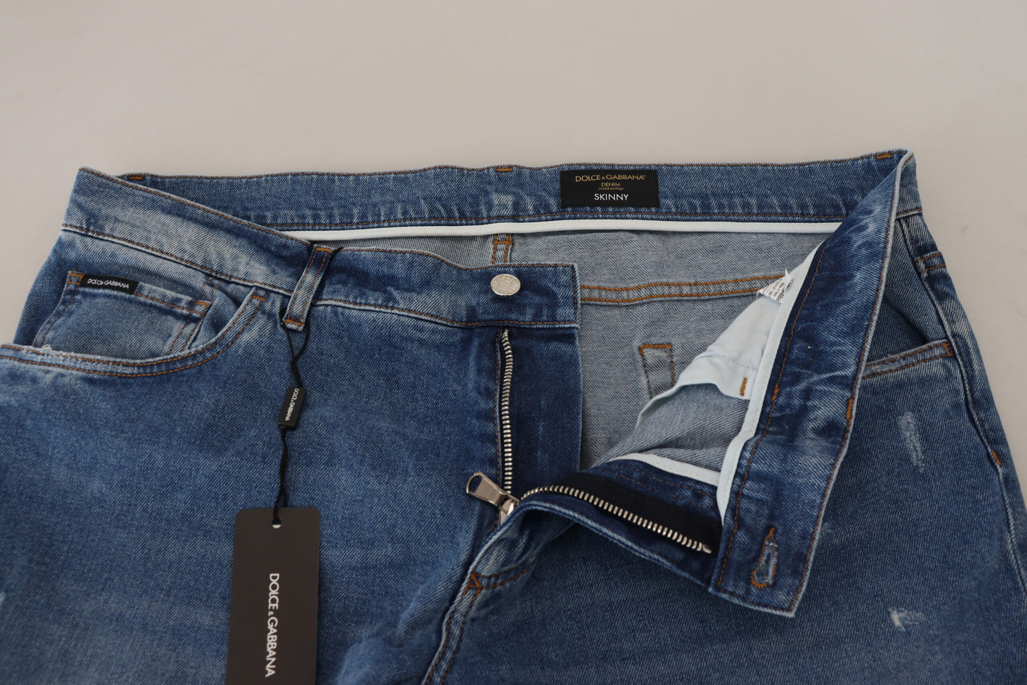 Dolce & Gabbana Blue Washed Skinny Cotton Denim Jeans Dolce & Gabbana