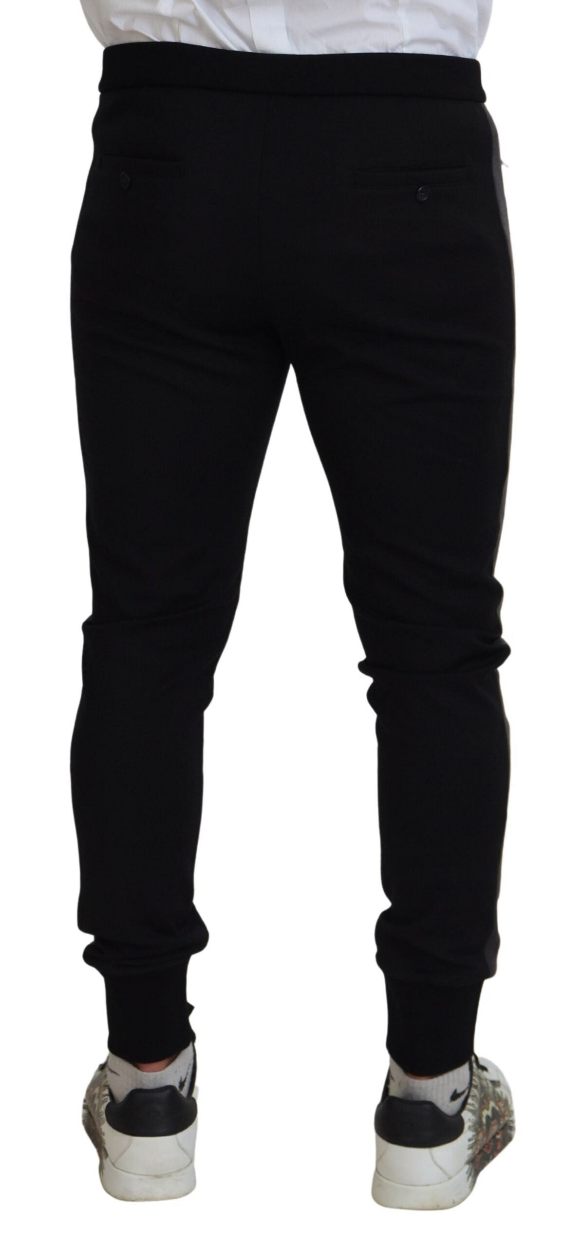 Dolce & Gabbana Black Wool Horseshoe Jogger Pants Dolce & Gabbana