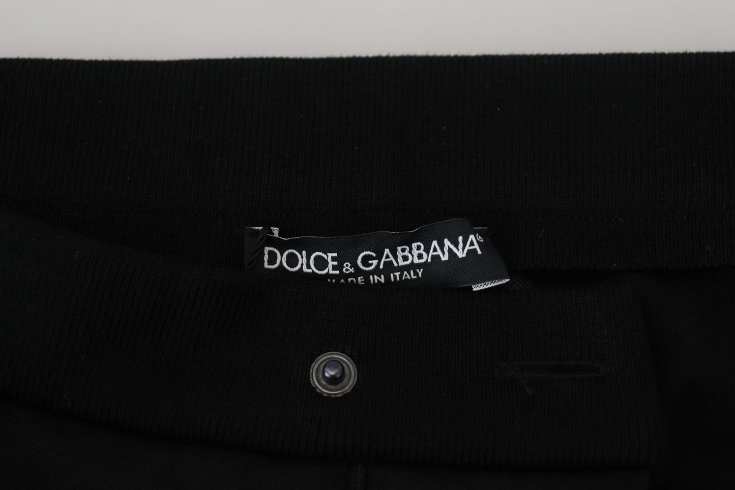 Dolce & Gabbana Black Wool Horseshoe Jogger Pants Dolce & Gabbana