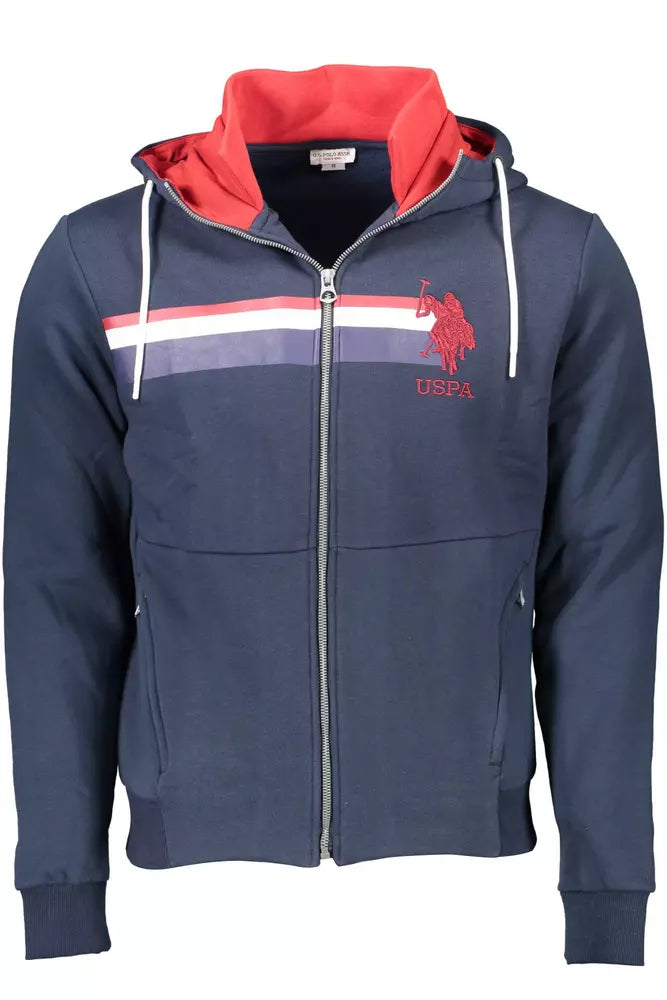 U.S. POLO ASSN. Chic Blue Hooded Zip Sweatshirt - Embroidered Detail U.S. POLO ASSN.