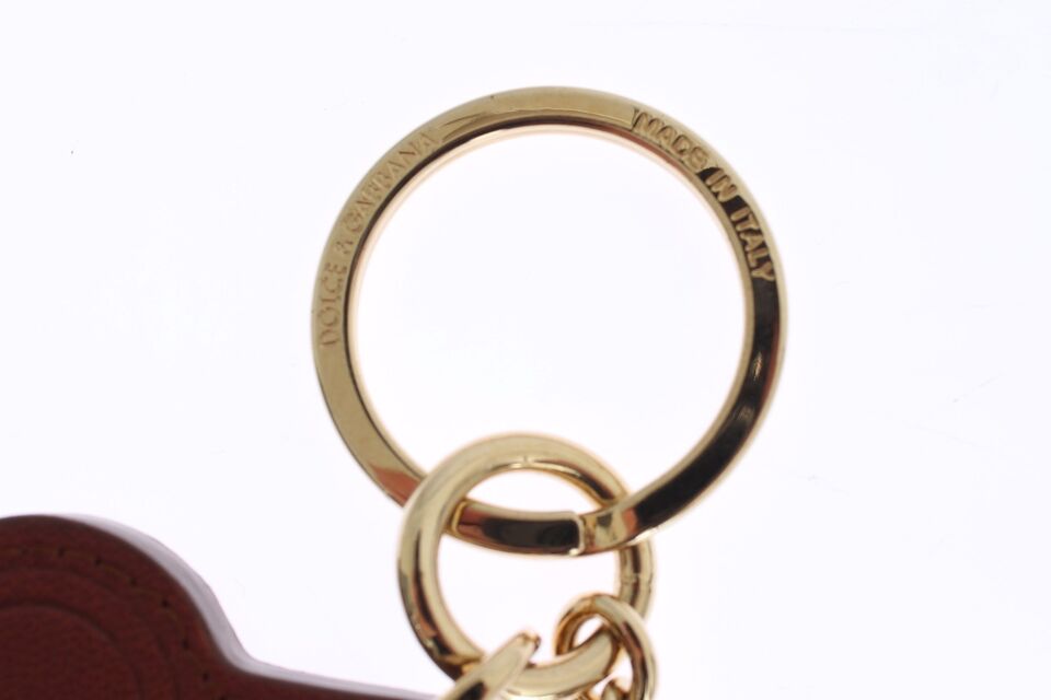 Dolce & Gabbana Brown Leather Miss SICILY Gold Finder Chain Keychain Dolce & Gabbana