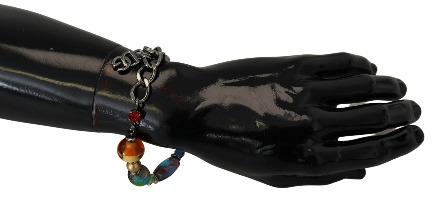 Dolce & Gabbana multicolor Silver Chain Brass Beaded Lobster Clasp Bracelet Dolce & Gabbana