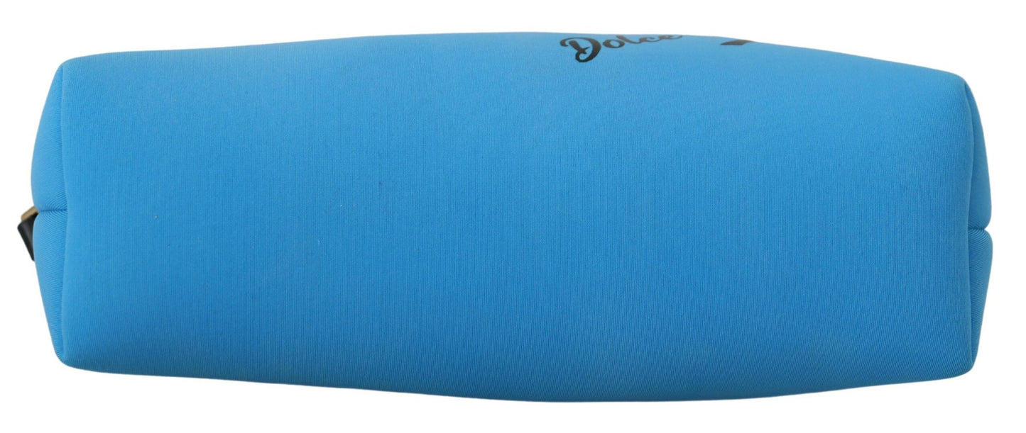 Dolce & Gabbana Blue Logo Print Hand Pouch Leopard Print Toiletry Bag Dolce & Gabbana