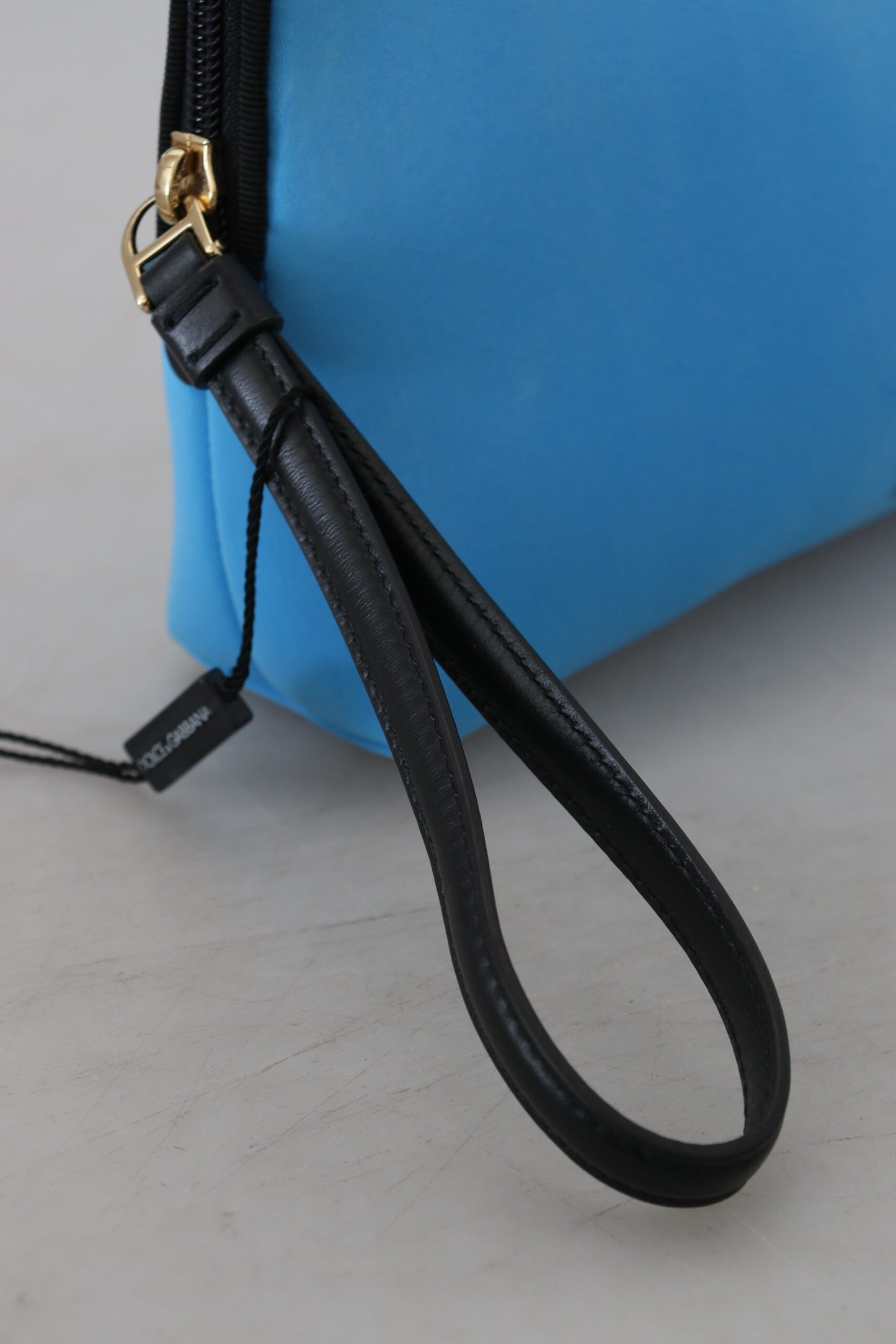 Dolce & Gabbana Blue Logo Print Hand Pouch Leopard Print Toiletry Bag Dolce & Gabbana
