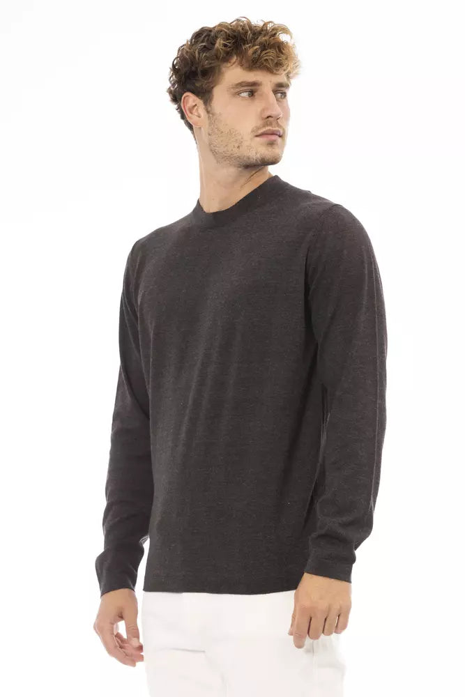 Alpha Studio Brown Cotton Men's Sweater Alpha Studio