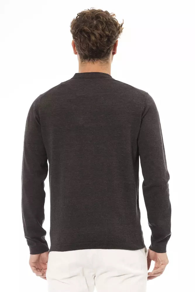 Alpha Studio Brown Cotton Men's Sweater Alpha Studio