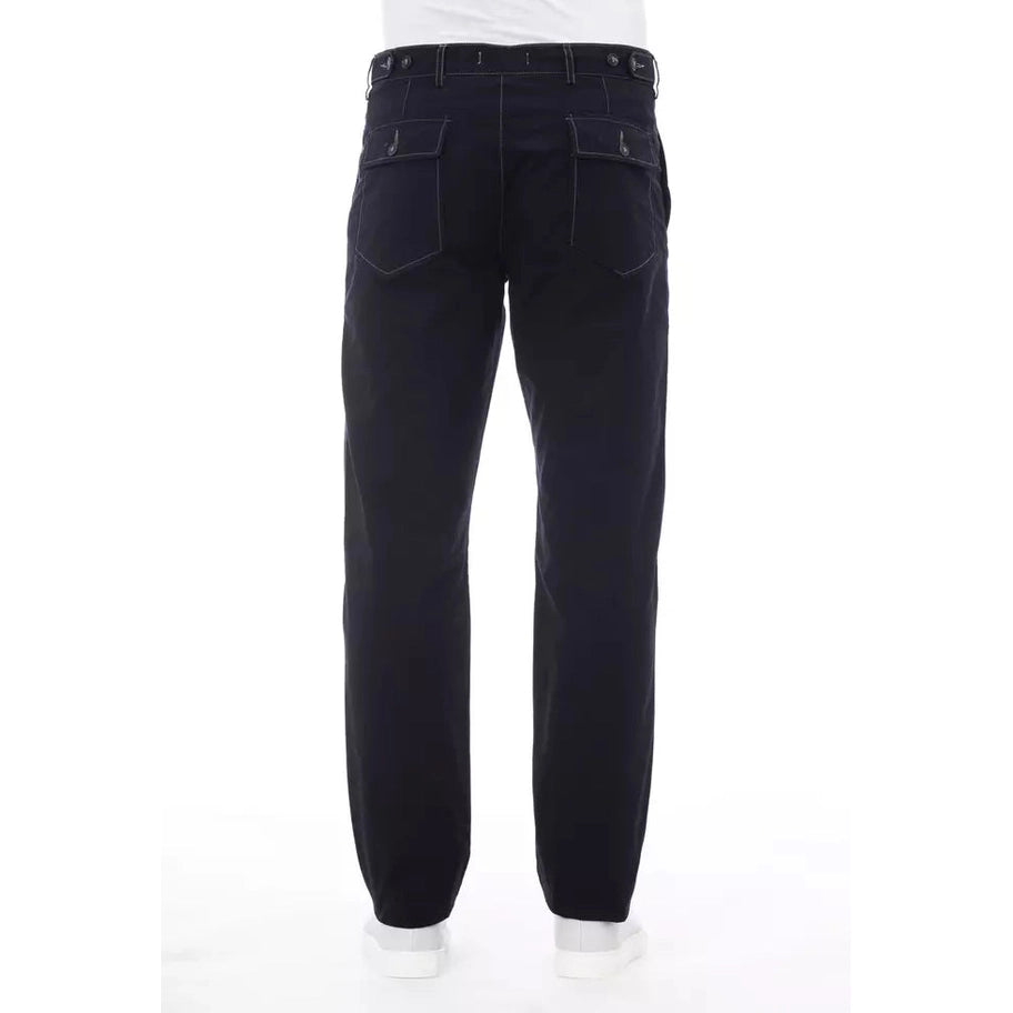 Alpha Studio Blue Cotton Men Pant