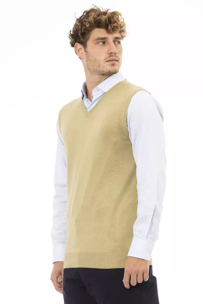 Alpha Studio Beige Viscose Men Jacket Alpha Studio