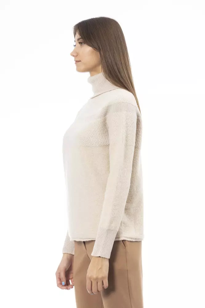 Alpha Studio Beige Wool Women Sweater Alpha Studio