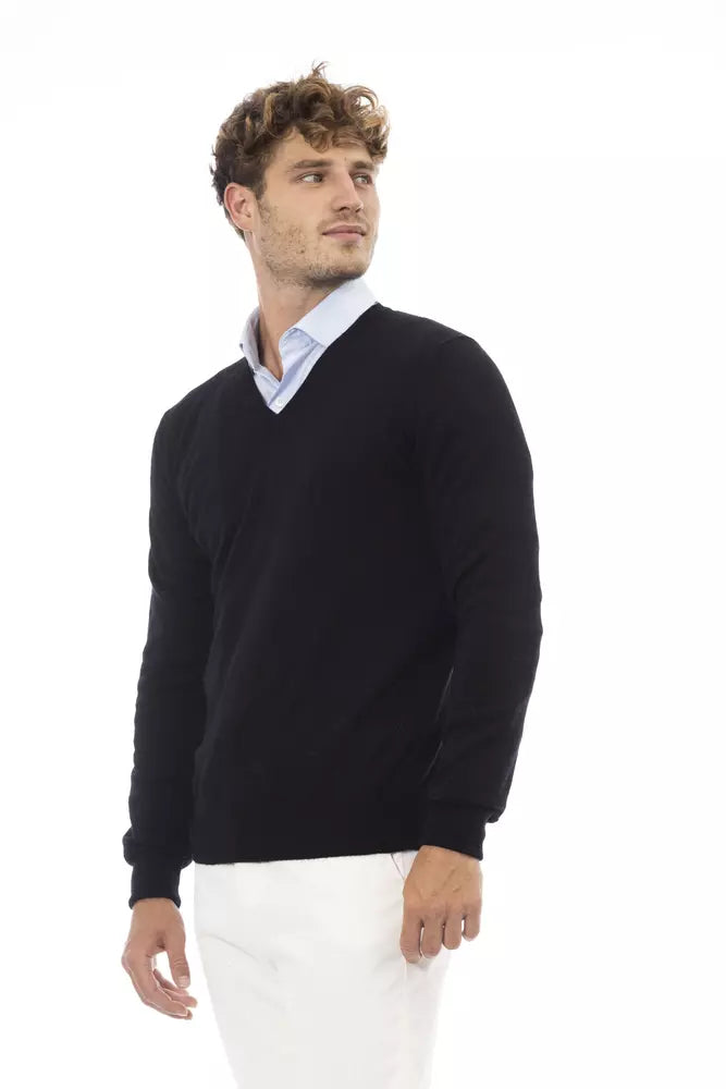 Alpha Studio Black Wool Men's Sweater Alpha Studio