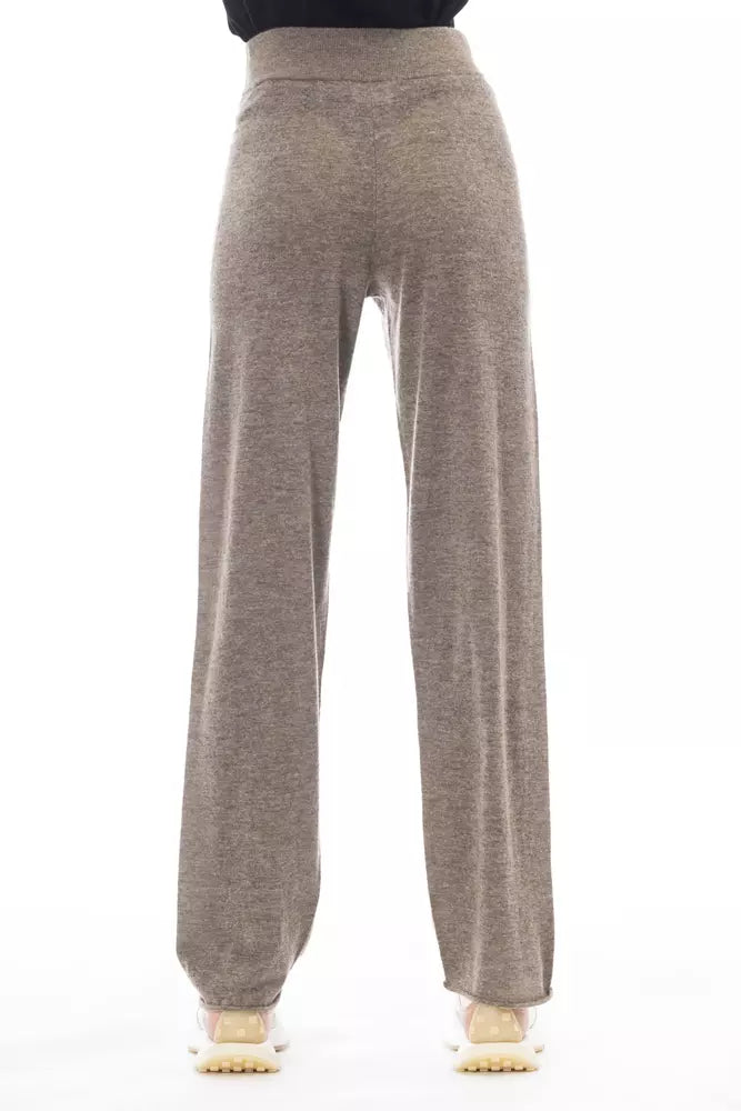 Alpha Studio Brown Wool Women Pant Alpha Studio