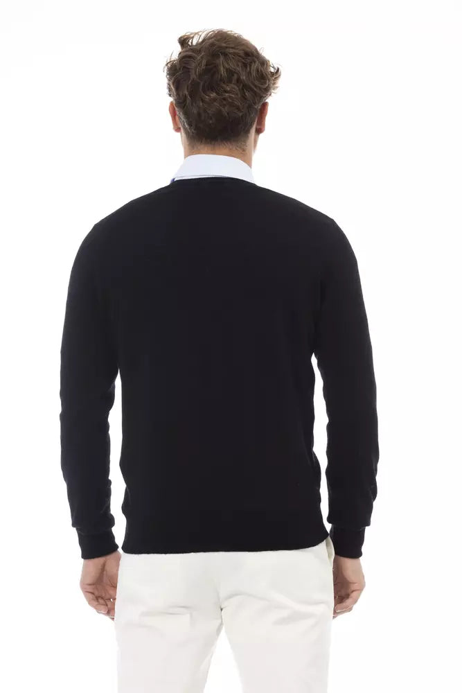 Alpha Studio Black Wool Men's Sweater Alpha Studio